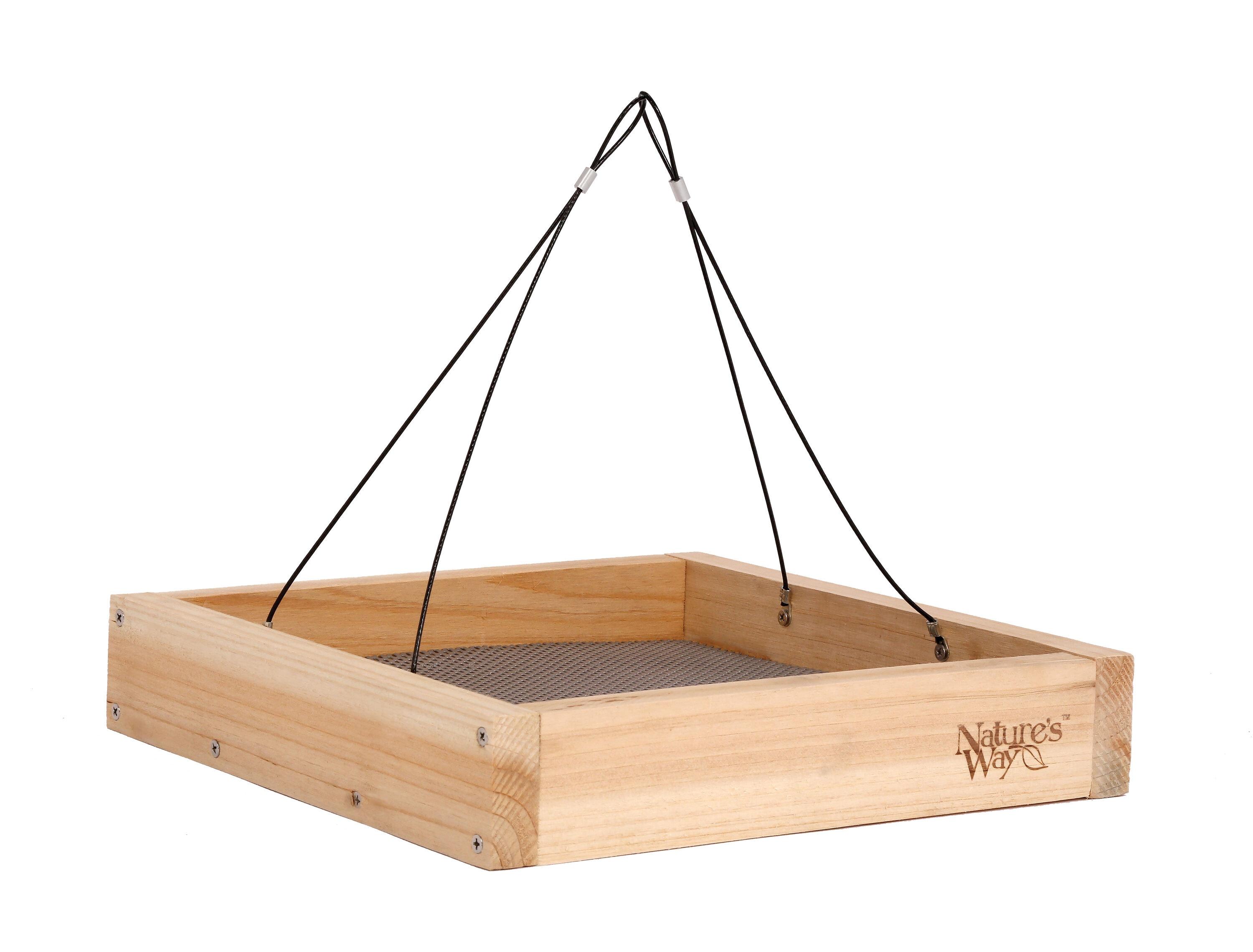 Nature's Way Cedar Tray Bird Feeder: Weather-Resistant Wood, No Assembly, 12x12 Hanging Design