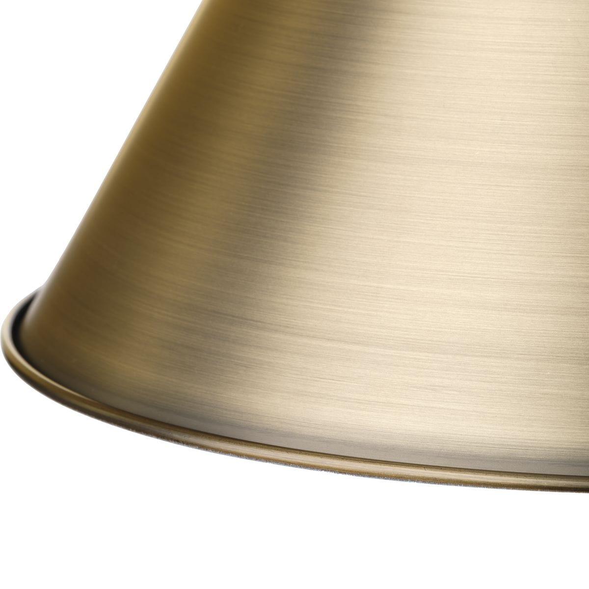 Progress Lighting Hinton 1-Light Pendant Vintage Brass Cone Shade Collection