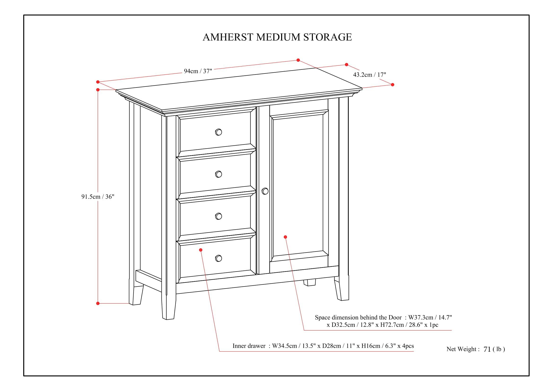 Simpli Home Amherst Solid Wood Medium Storage Cabinet in Hickory Brown