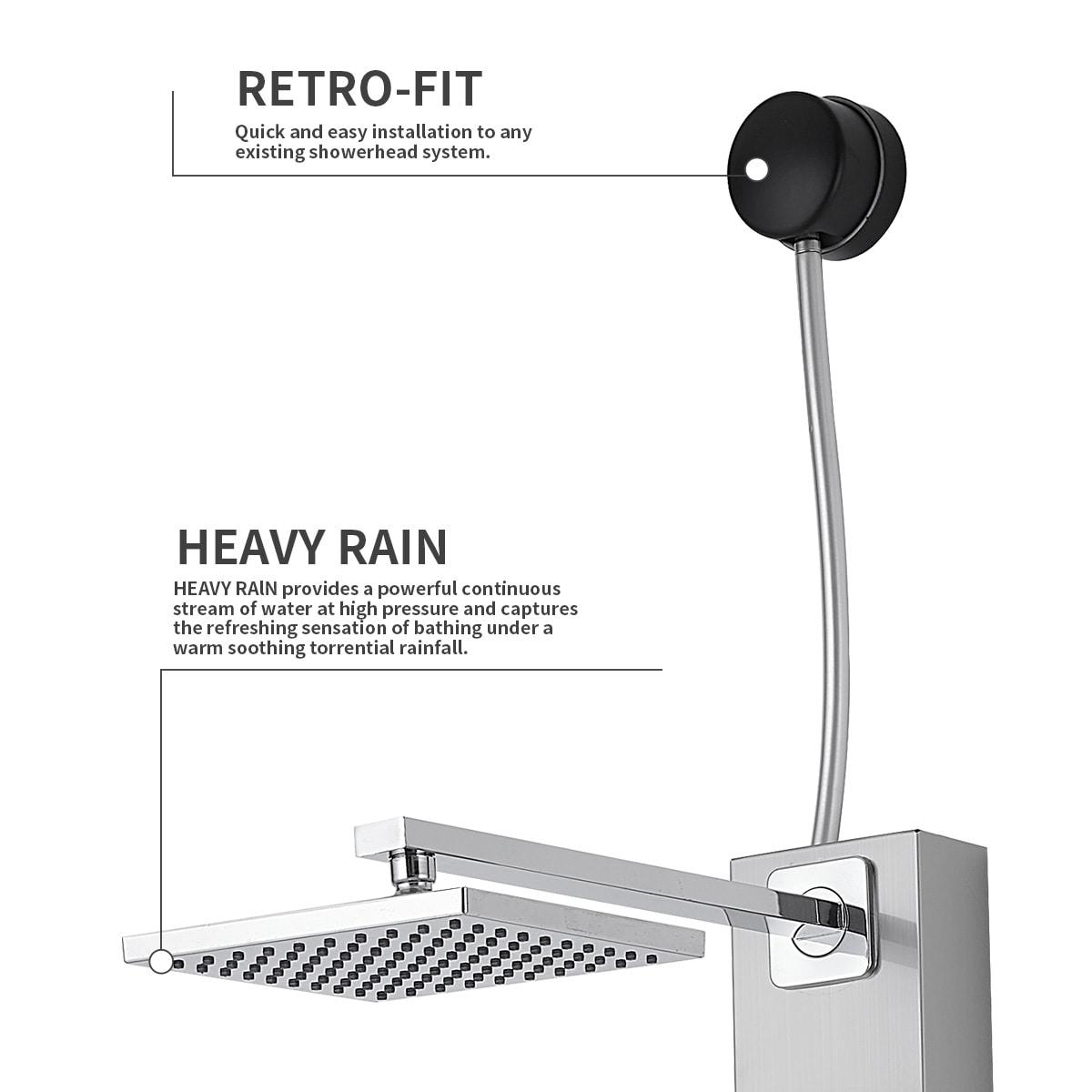 BWE 2-Shower Tower Shower Panel System with Adjustable Rain Shower Head and Handheld Shower Rod