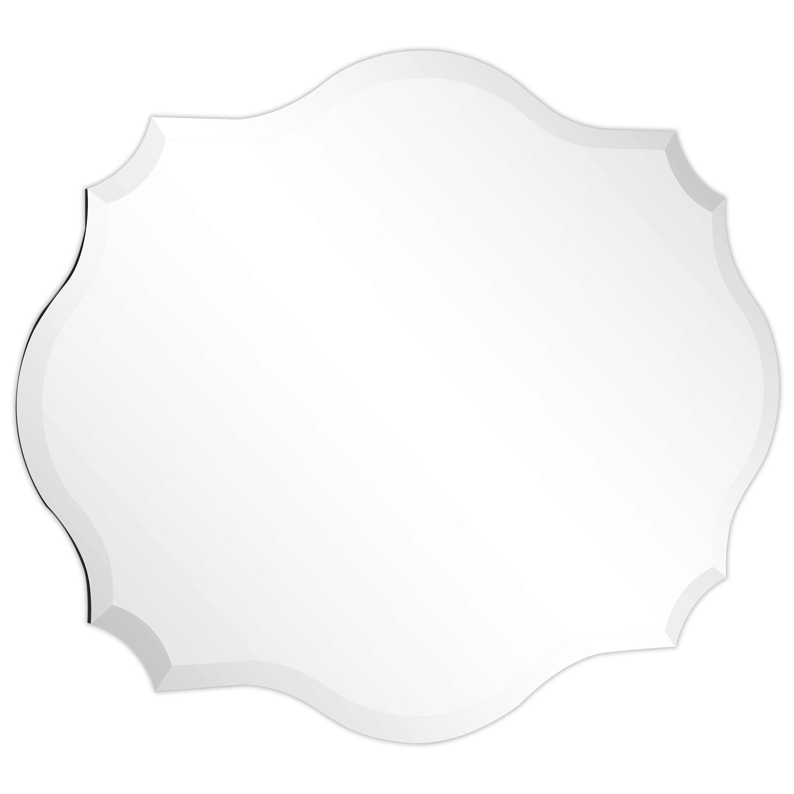 Empire Art Direct Frameless Beveled Oblong Elegant Scalloped Wall Mirror 30 in. x 40 in. x 0.39 in.