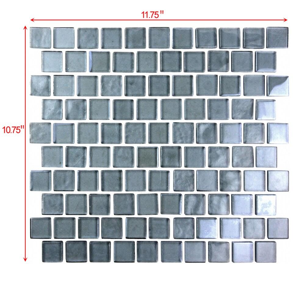 Abolos Landscape 1 in. x 1 in. Translucent Glass Plastic Face Mounted Brick Mosaic Designer Pool Tile