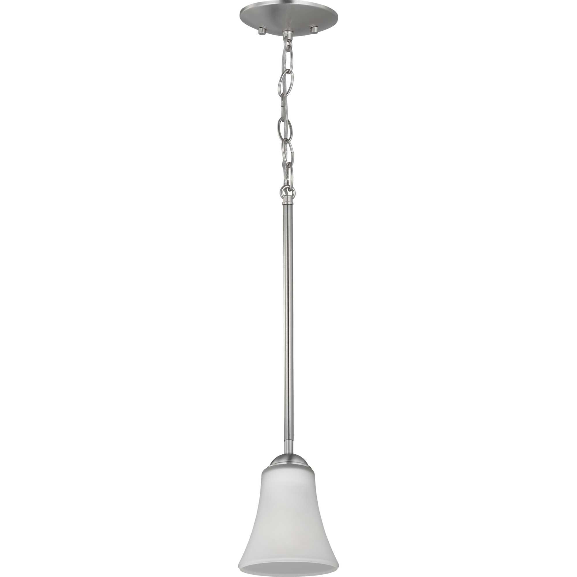 Progress Lighting, Angelic, 1-Light Mini-Pendant, Brushed Nickel, Etched Glass Shade