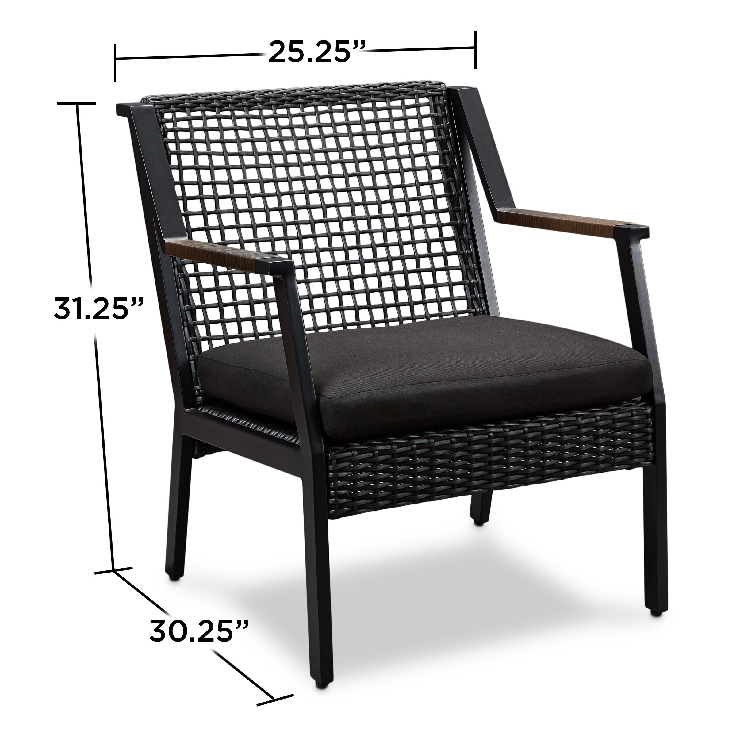Real Flame Calvin Aluminum Patio Dining Arm Chair in Black (Set of 2)