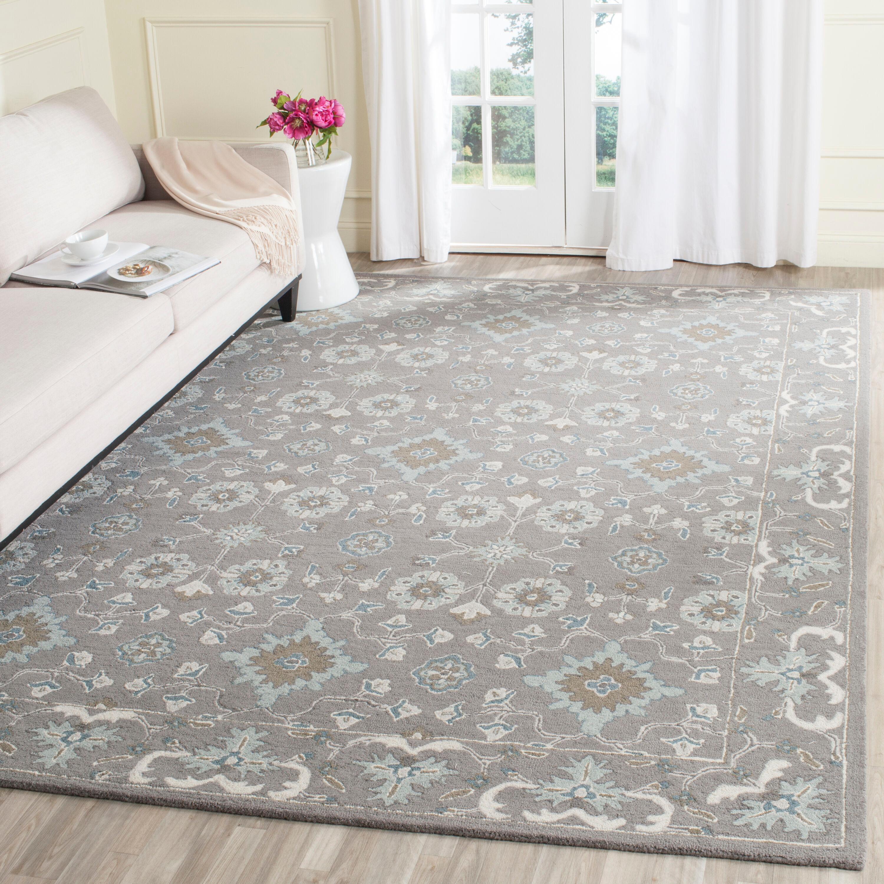 Blossom BLM218 Hand Tufted Area Rug - Grey - 8'x10' - Safavieh.