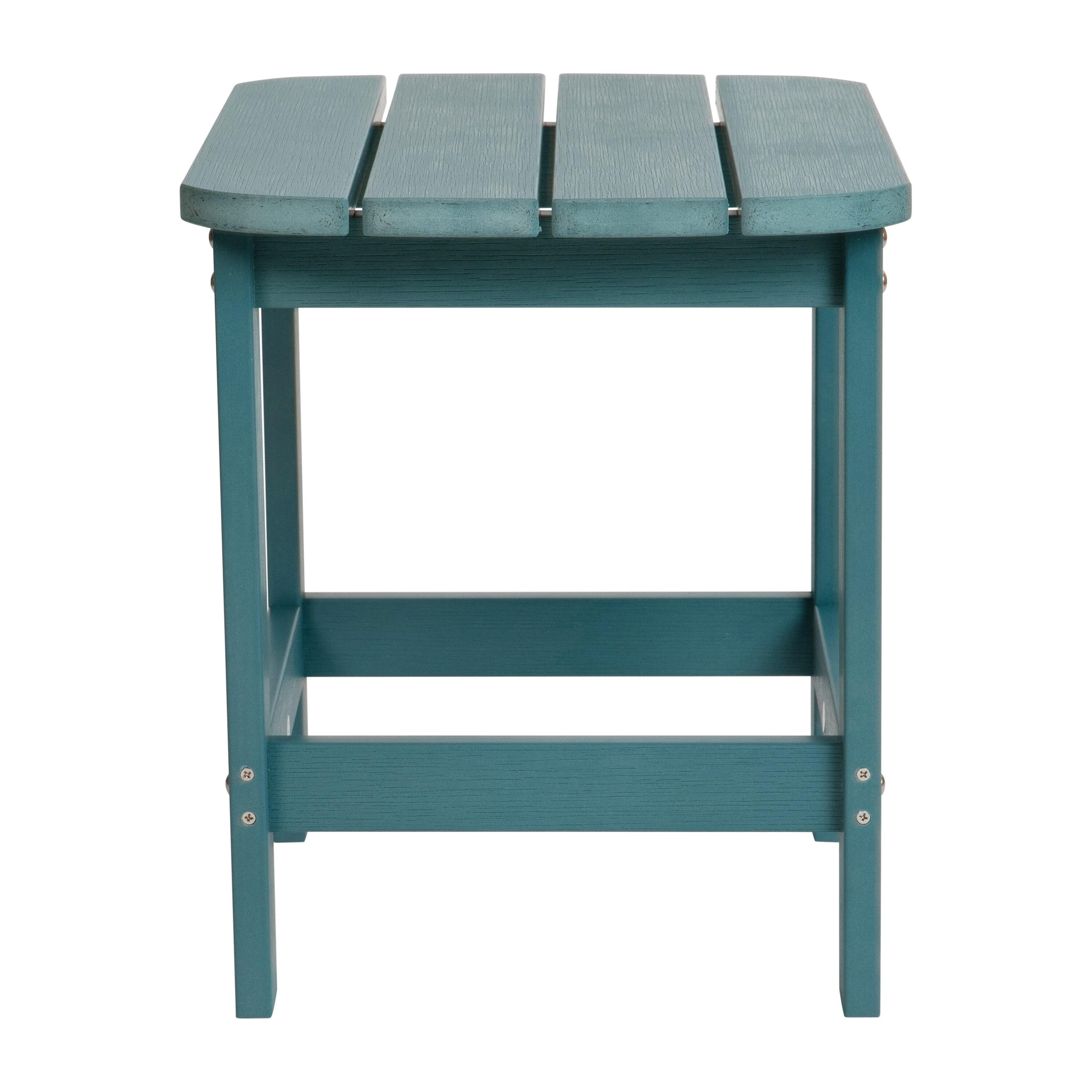 Flash Furniture Charlestown All-Weather Poly Resin Wood Adirondack Side Table in Sea Foam