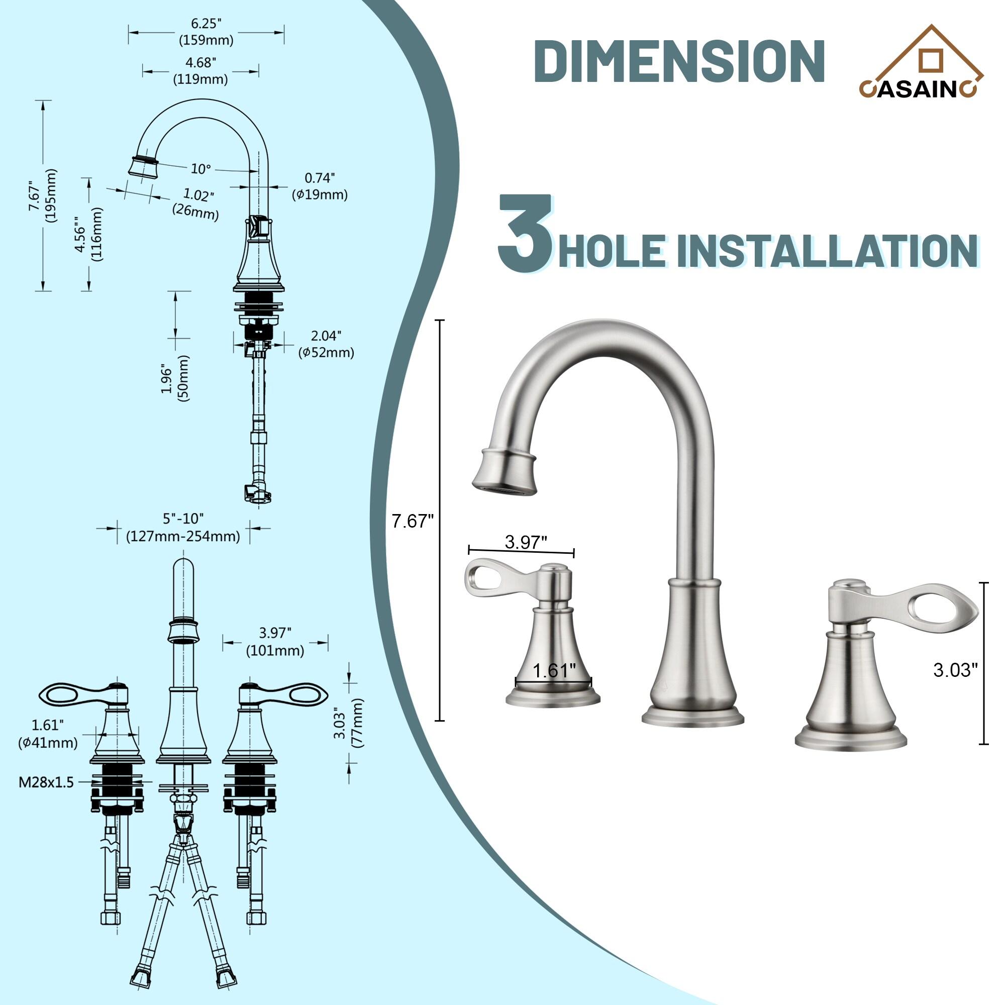 8-inch Widespread Faucet 2-handle Bathroom Faucet with Drain 1.2 GPM