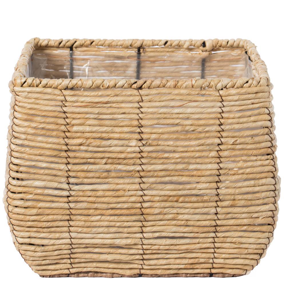 Vintiquewise Woven Square Flower Pot Planter with Leak-Proof Plastic Lining - Large