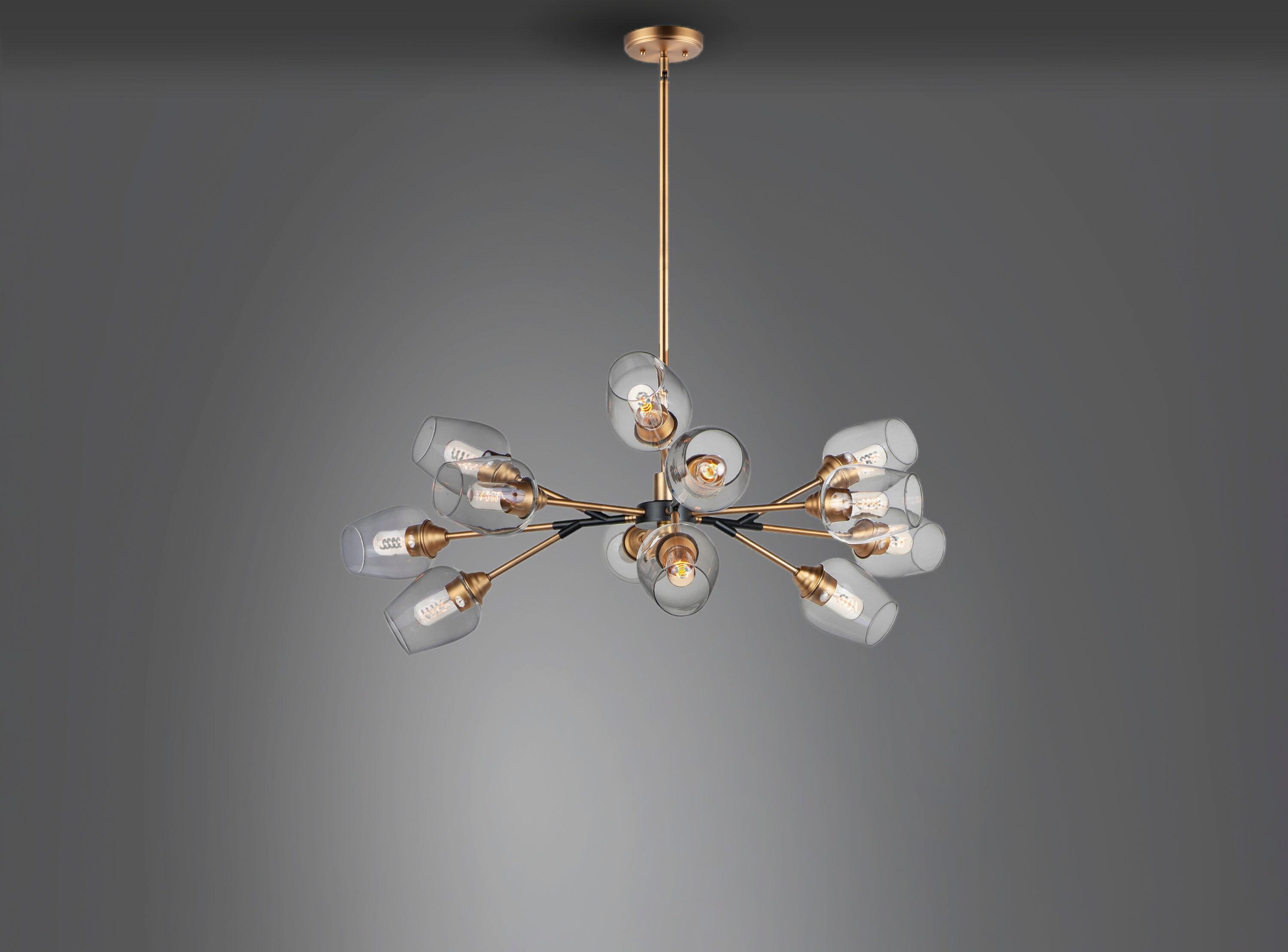 Maxim Lighting Savvy 12 - Light Chandelier in  Antique Brass/Black