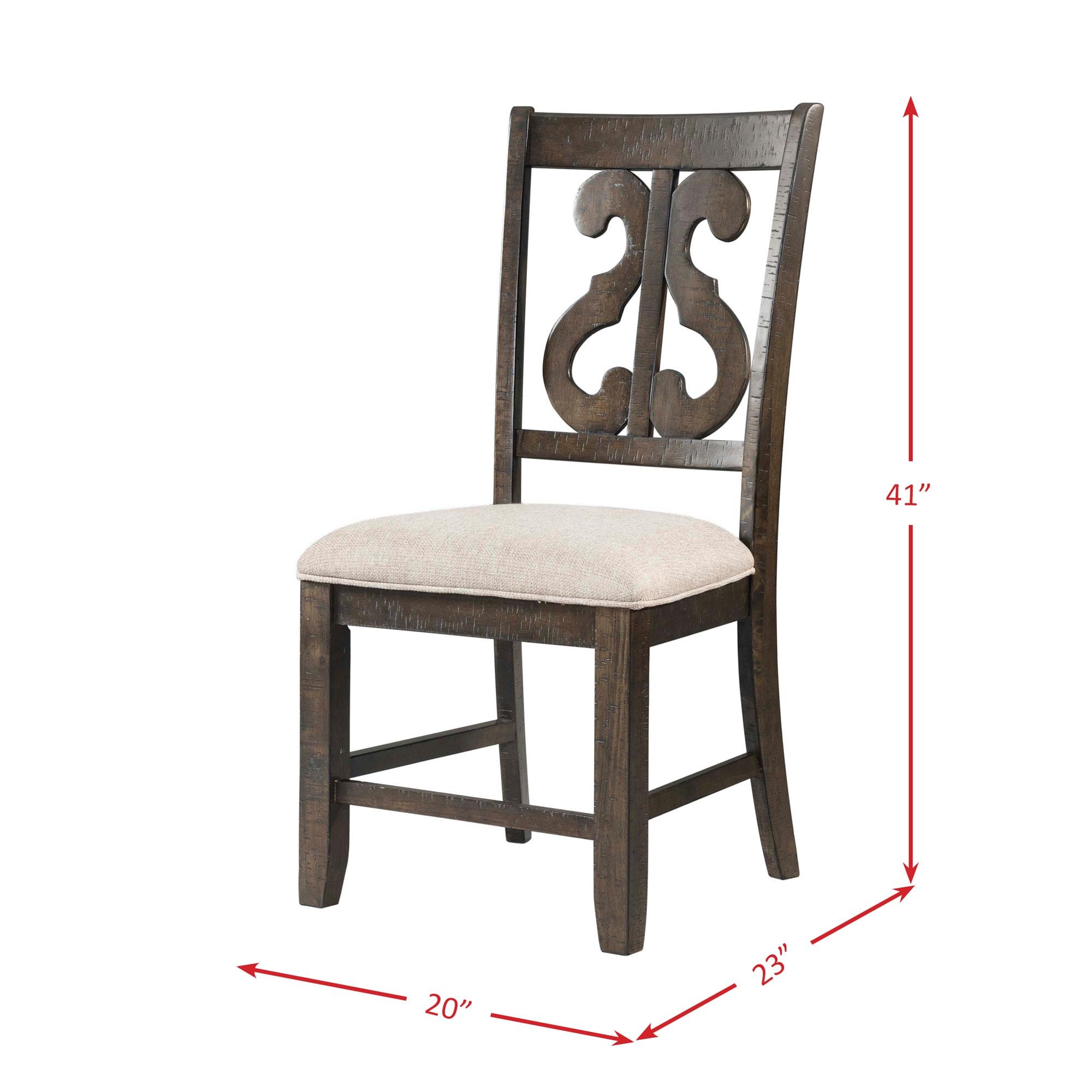 Stanford Wooden Swirl Back Chair Brown - Picket House Furnishings: Mid-Century Modern, Upholstered Seat