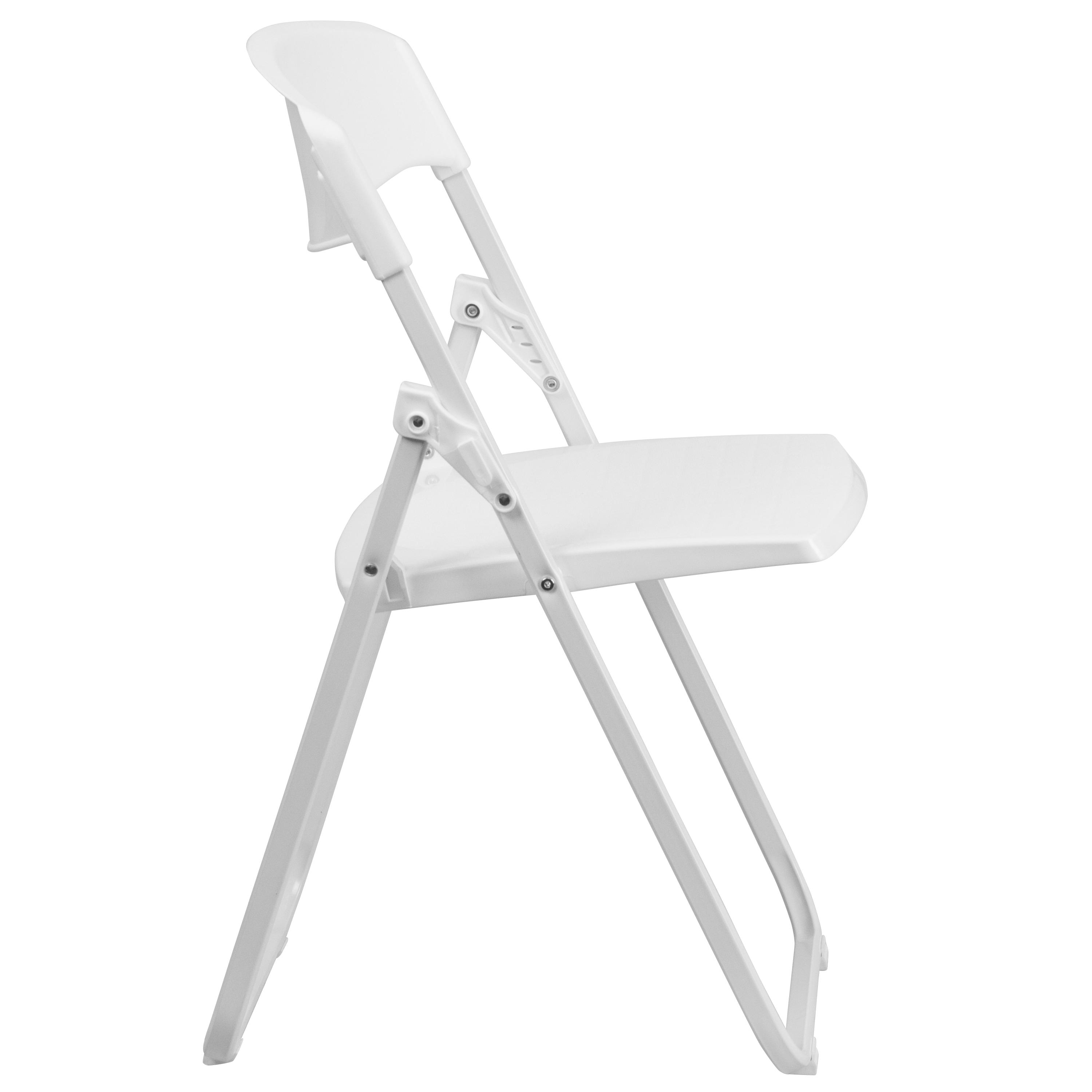 Flash Furniture 2 Pack HERCULES Series 500 lb. Capacity Heavy Duty White Plastic Folding Chair with Built-in Ganging Brackets