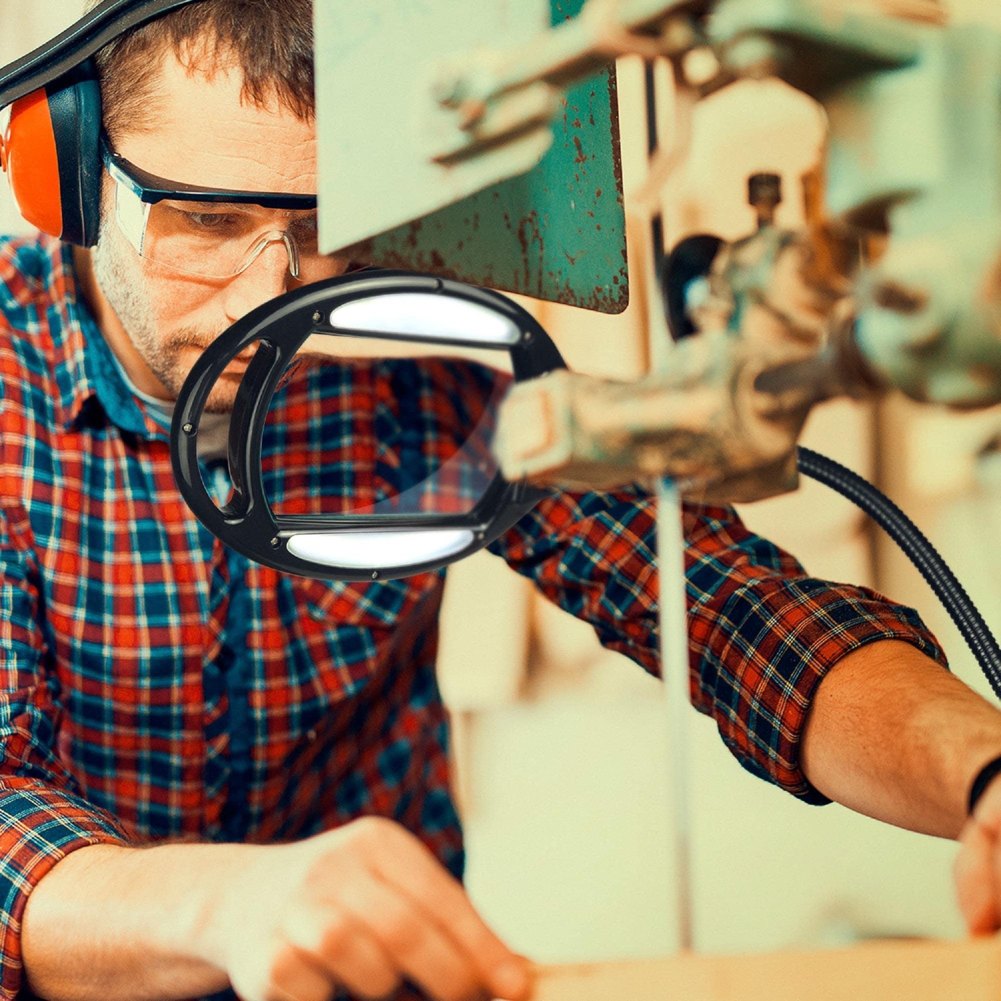 Brightech Pro 44 in. Industrial 2.25X Magnifying LED Floor Lamp with Adjustable Gooseneck Head