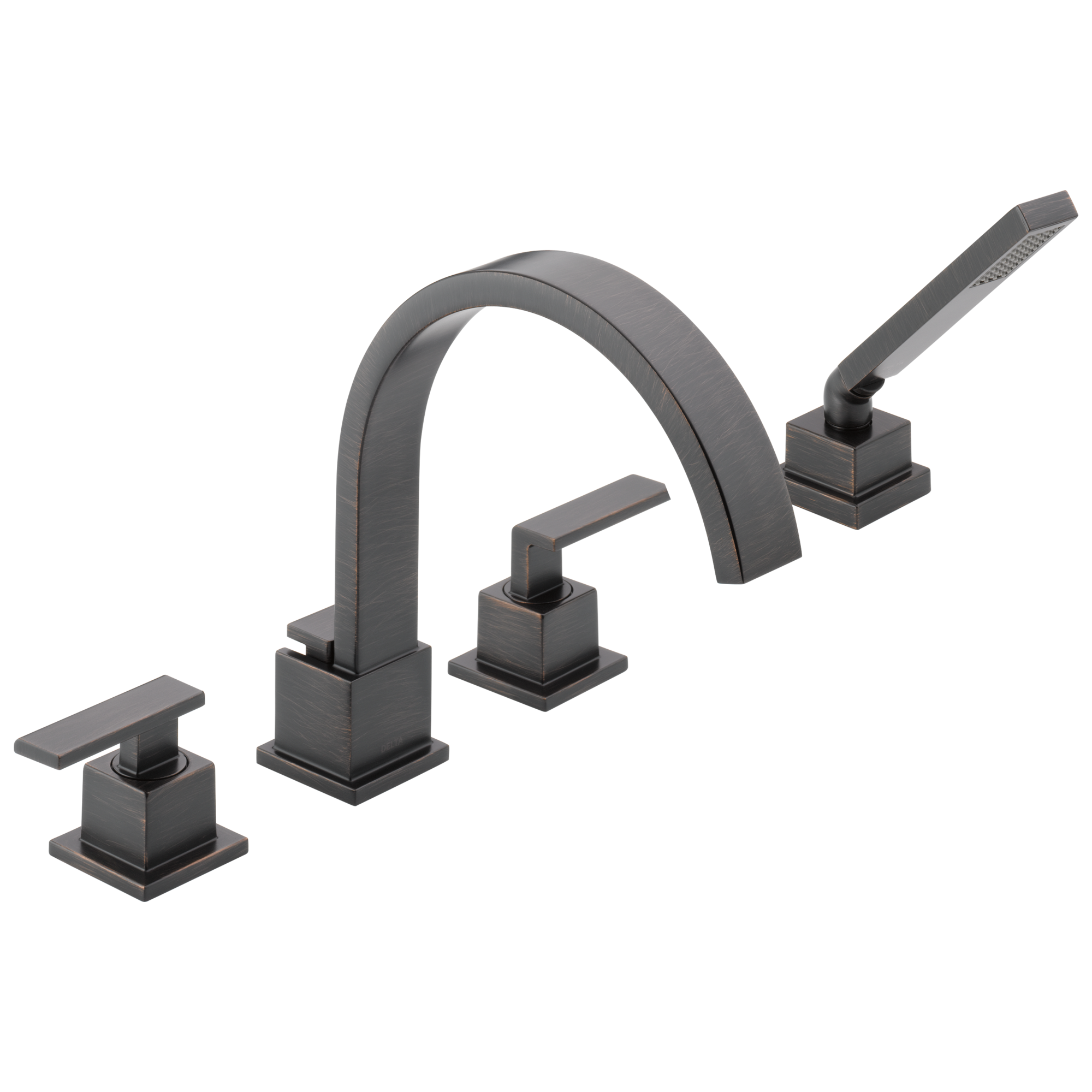 Vero Double Handle Deck Mounted Roman Tub Faucet with Handshower