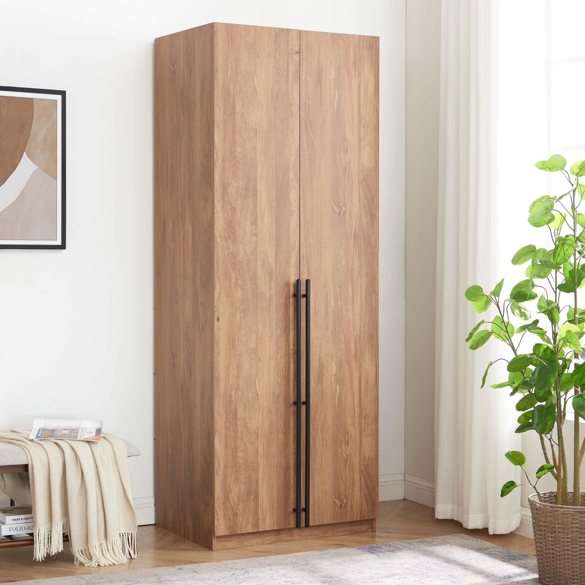 Manhattan Comfort Lee 2 Door and 4 Shelf Wardrobe Closet: Wood Laminate, Metal Hardware, Modern Style