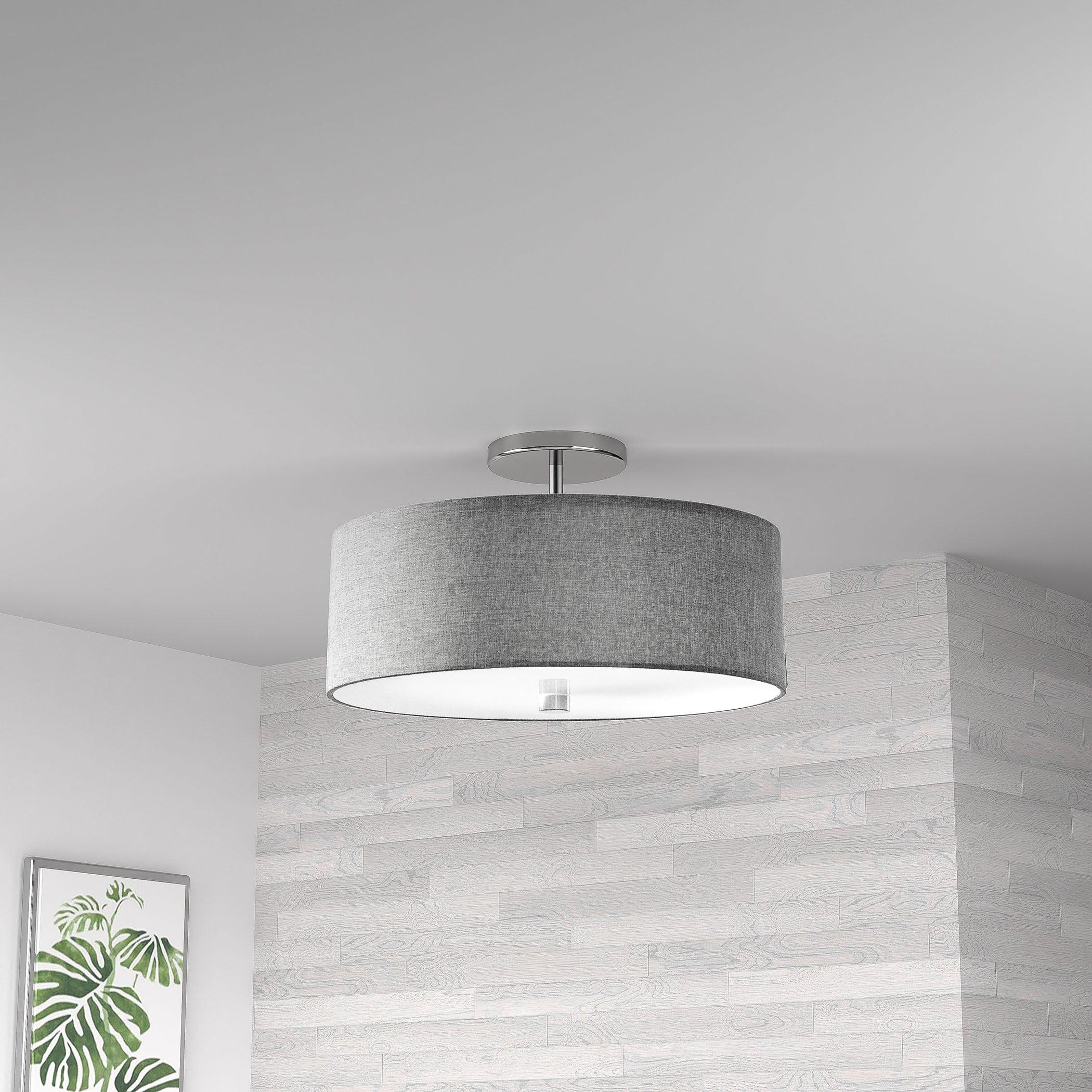 Dainolite - Everly - 3 Light Semi-Flush Mount-Polished Chrome Finish-Grey Shade