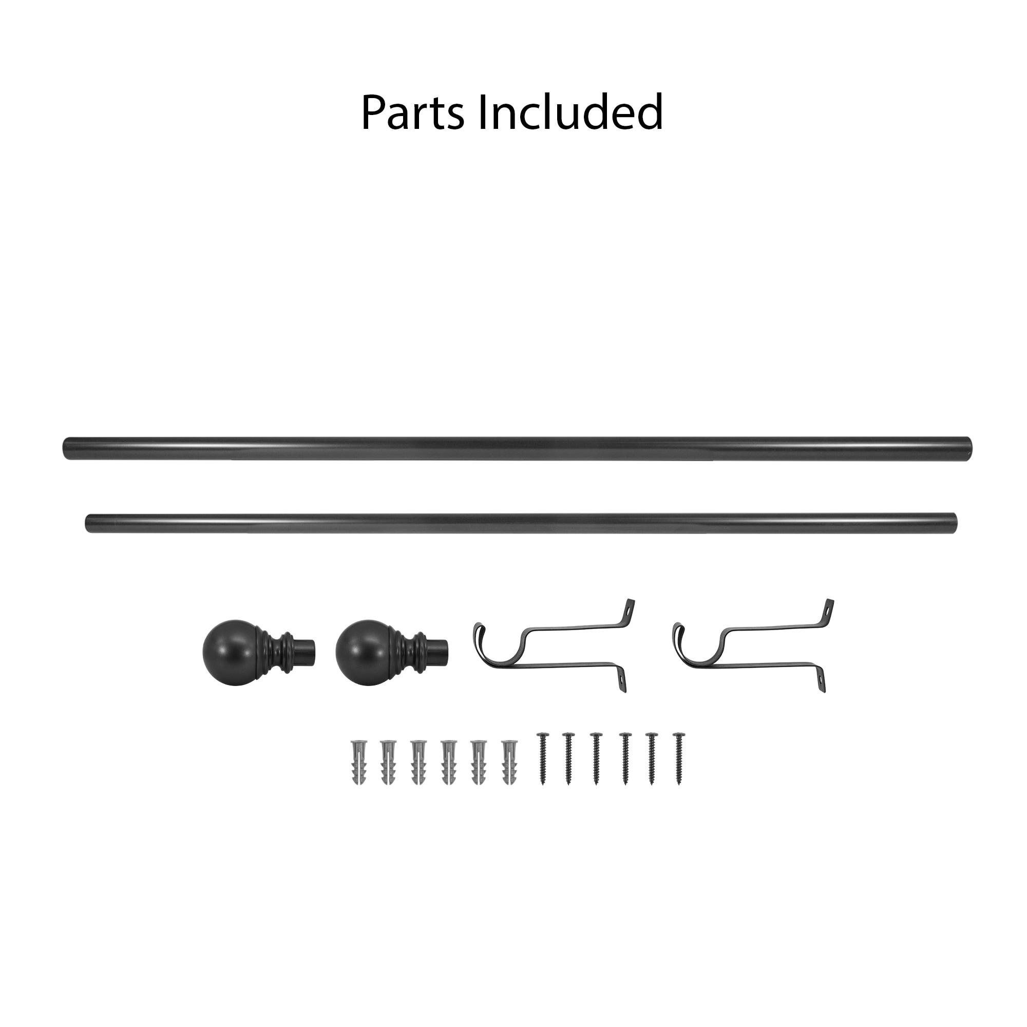 Decopolitan 1" Diameter Ball Telescoping Drapery Rod Set 18-36" Black