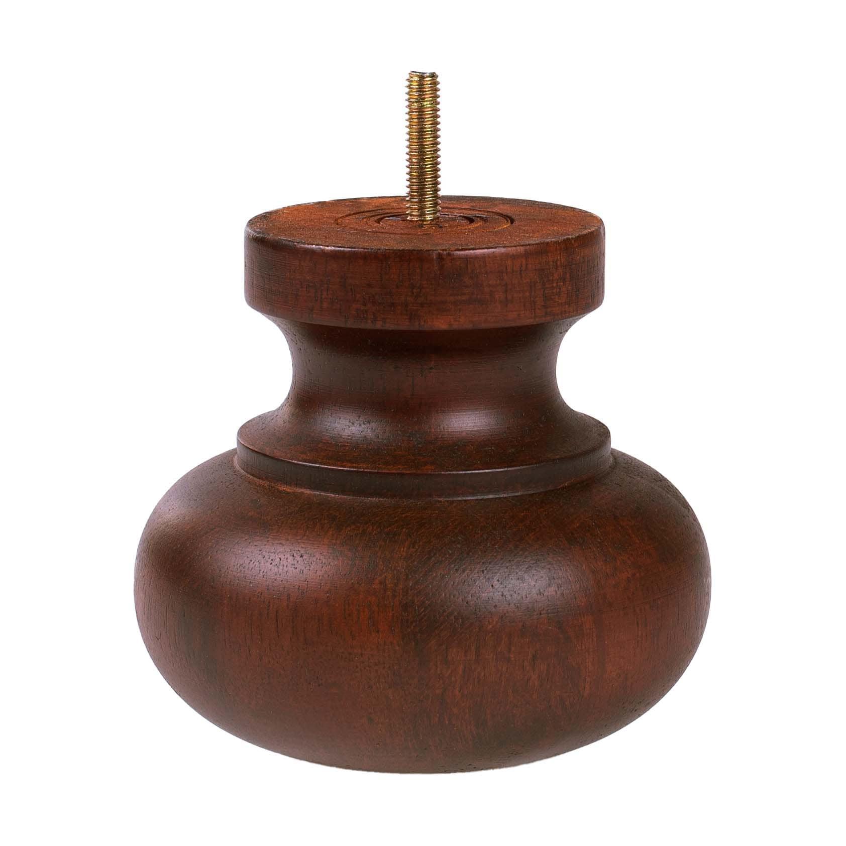 4-1/2in H x 4-13/16in Diameter Stained Espresso Solid Hardwood Bun Foot Leg Pack of 4