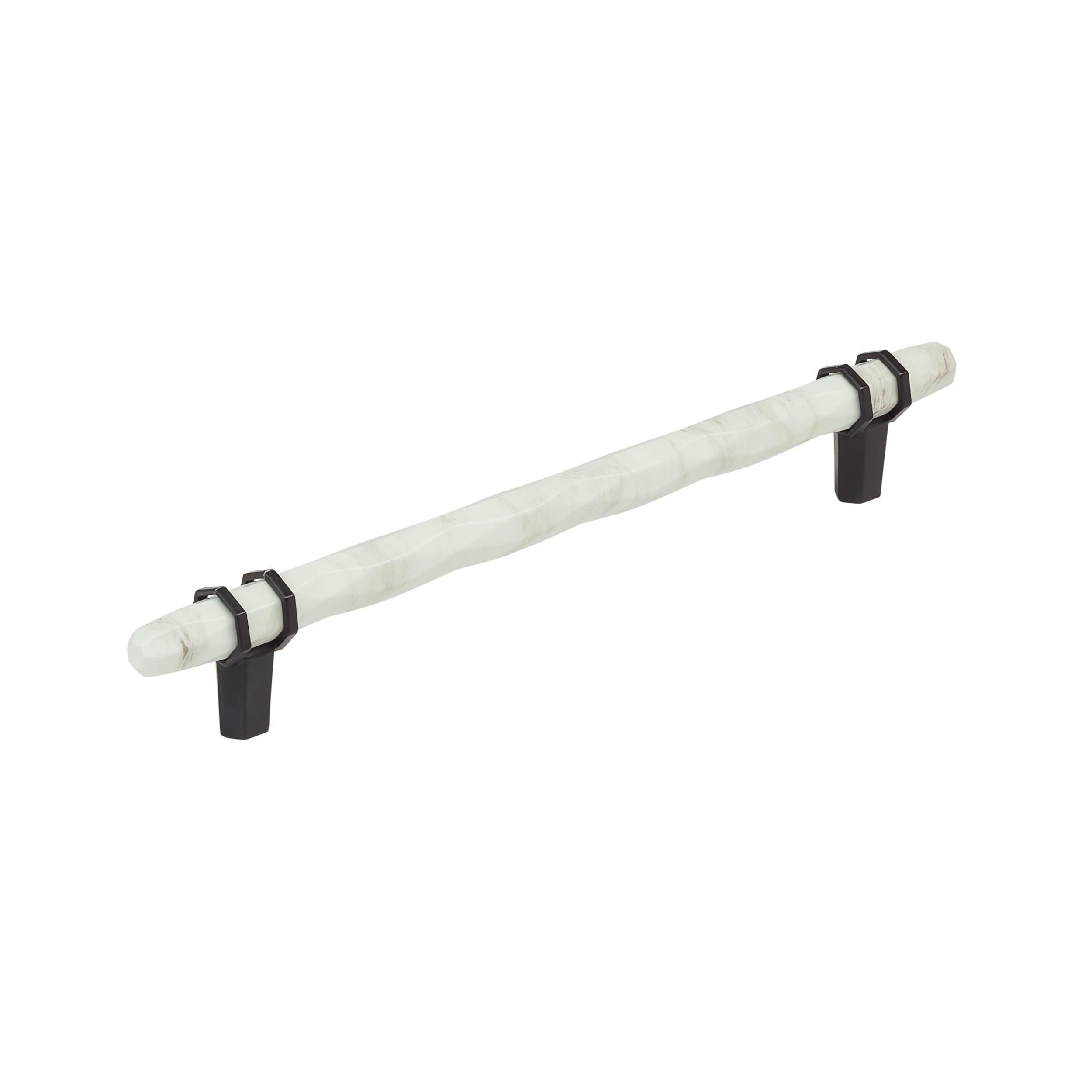 8-Inch Matte Marble White and Black Bronze Bar Pull