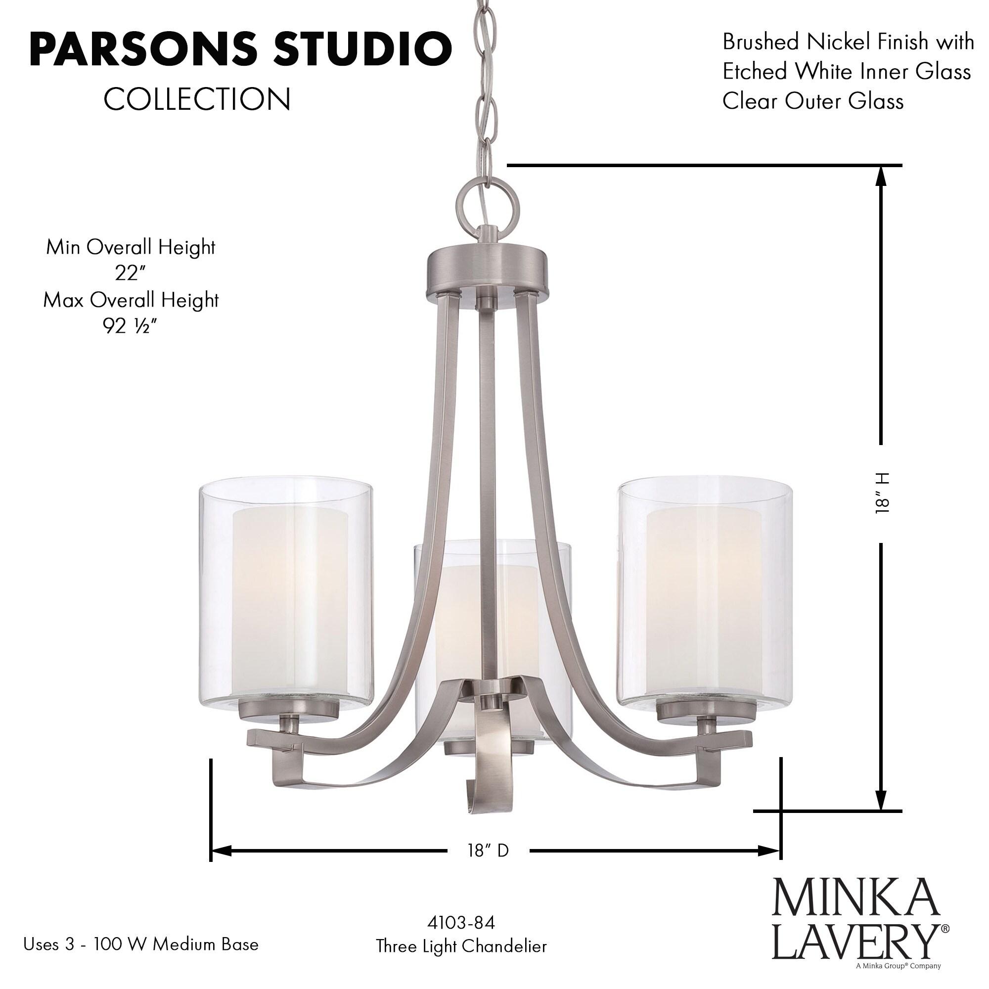 Minka Lavery 4103-84 Parsons Studio 3 Light Chandelier in Brushed Nickel