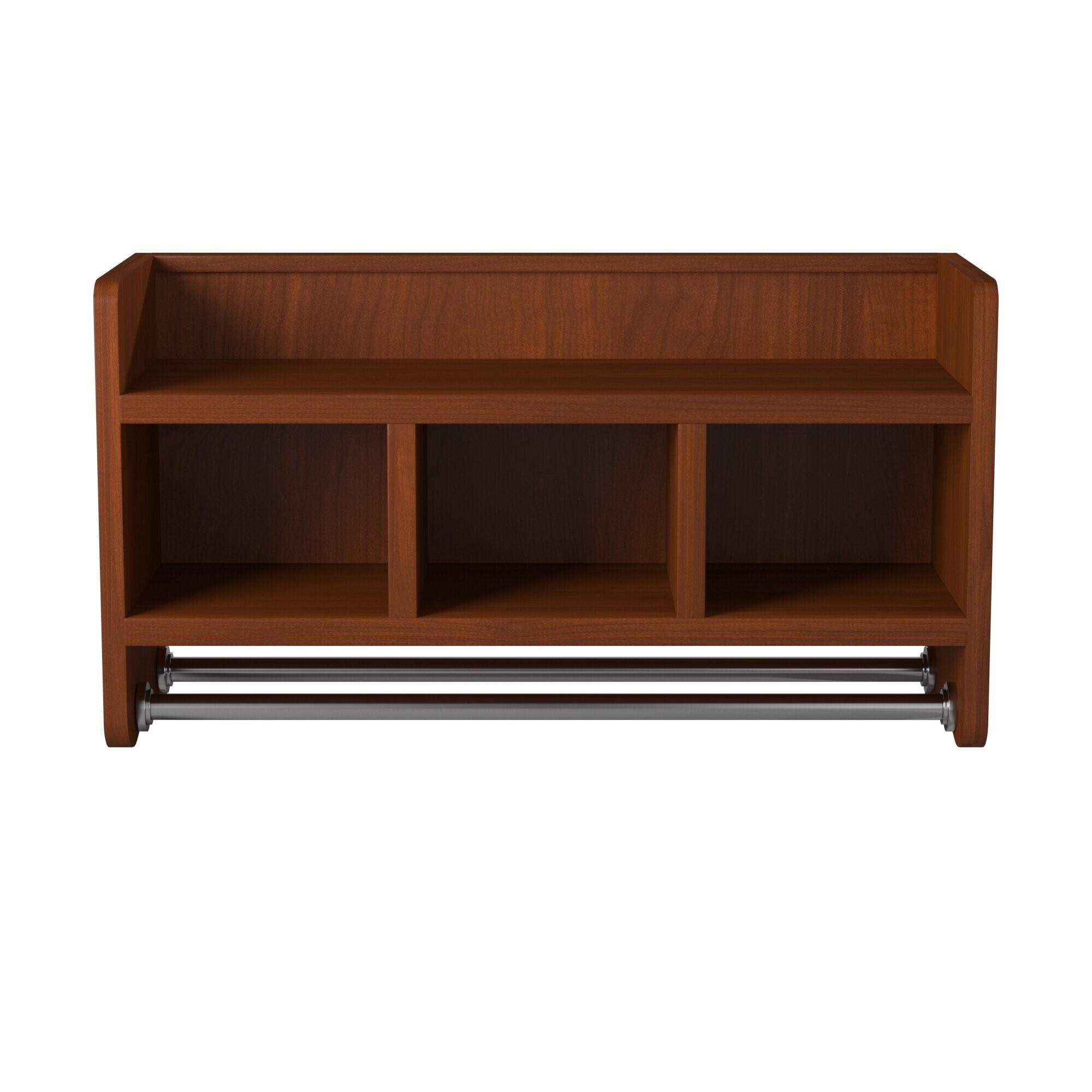 25" Bath Storage Shelf with Towel Rod, Chestnut