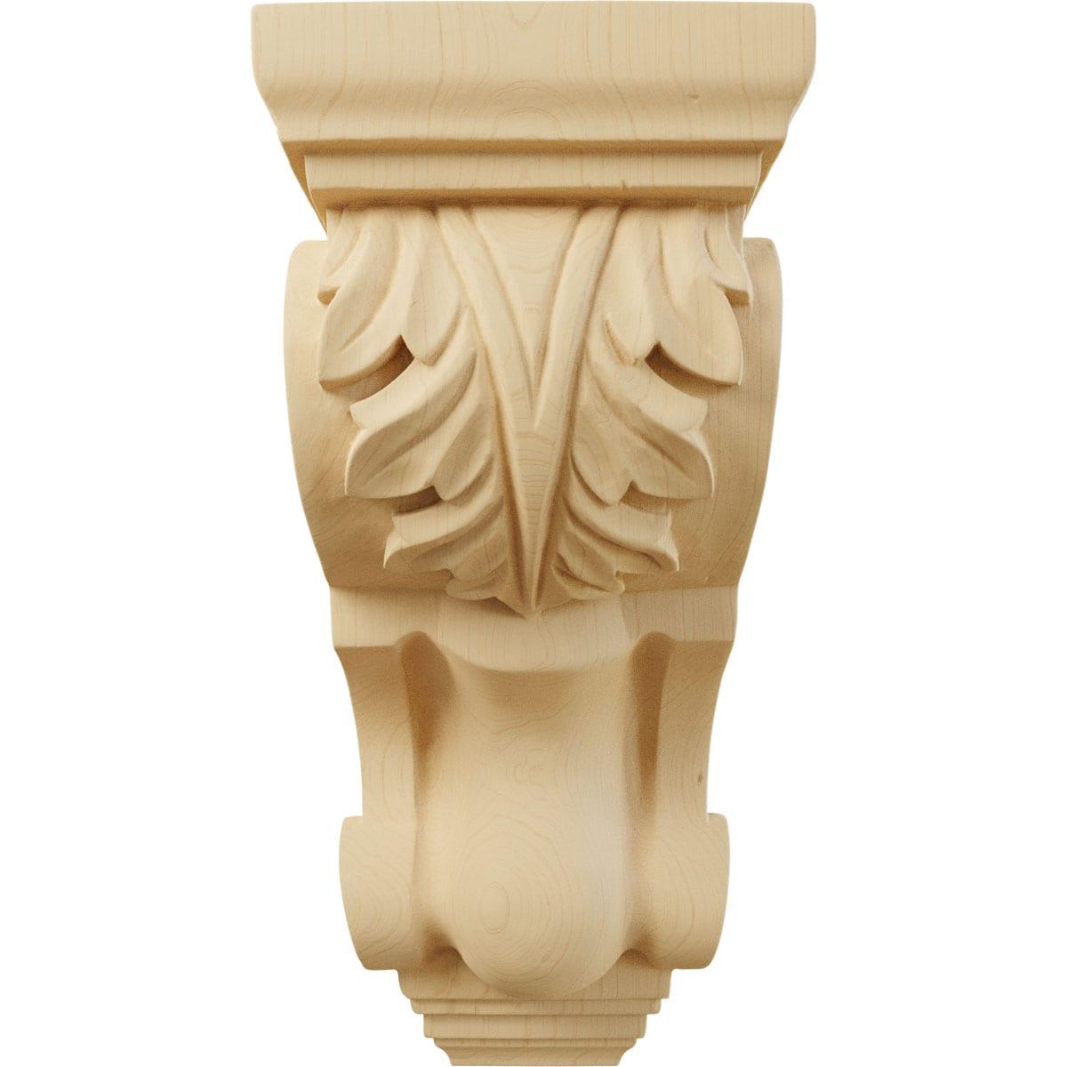 Ekena Millwork 4 1/2"W x 5"D x 10"H Medium Traditional Acanthus Corbel, Alder