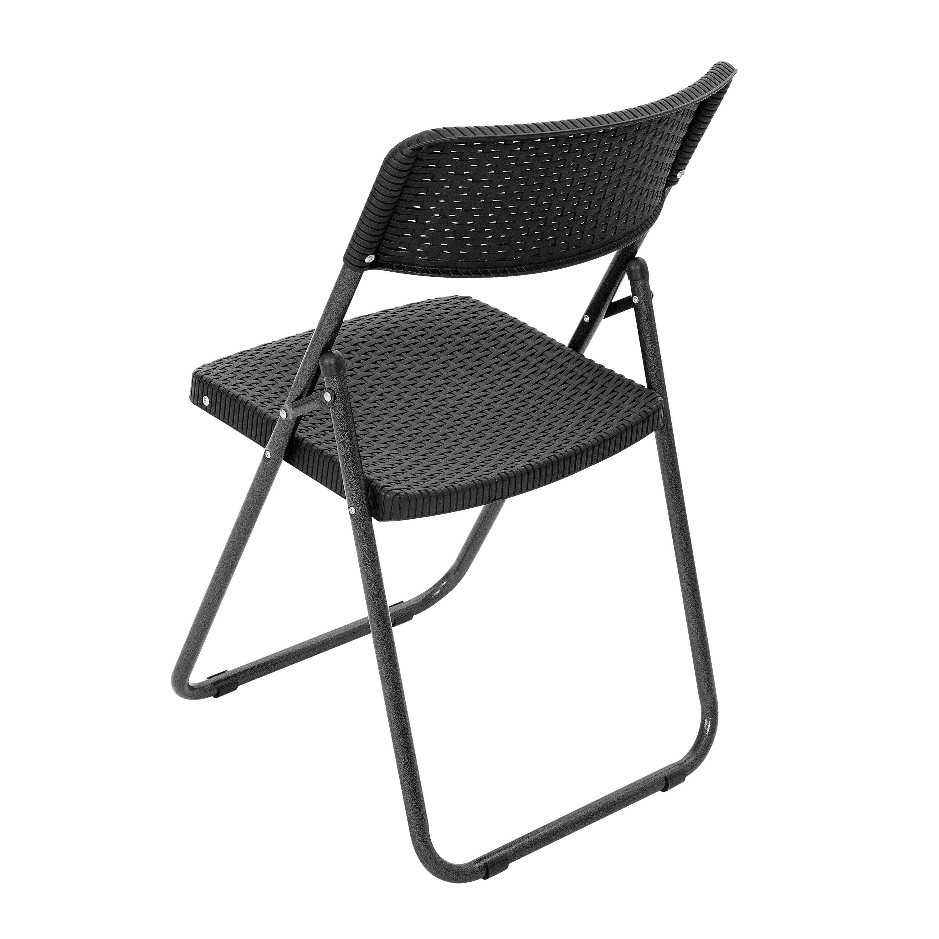 Nuu Garden 3 -Piece Black Rattan Bistro Patio Dining Set Iron Square Table with 2 Stationary Chairs