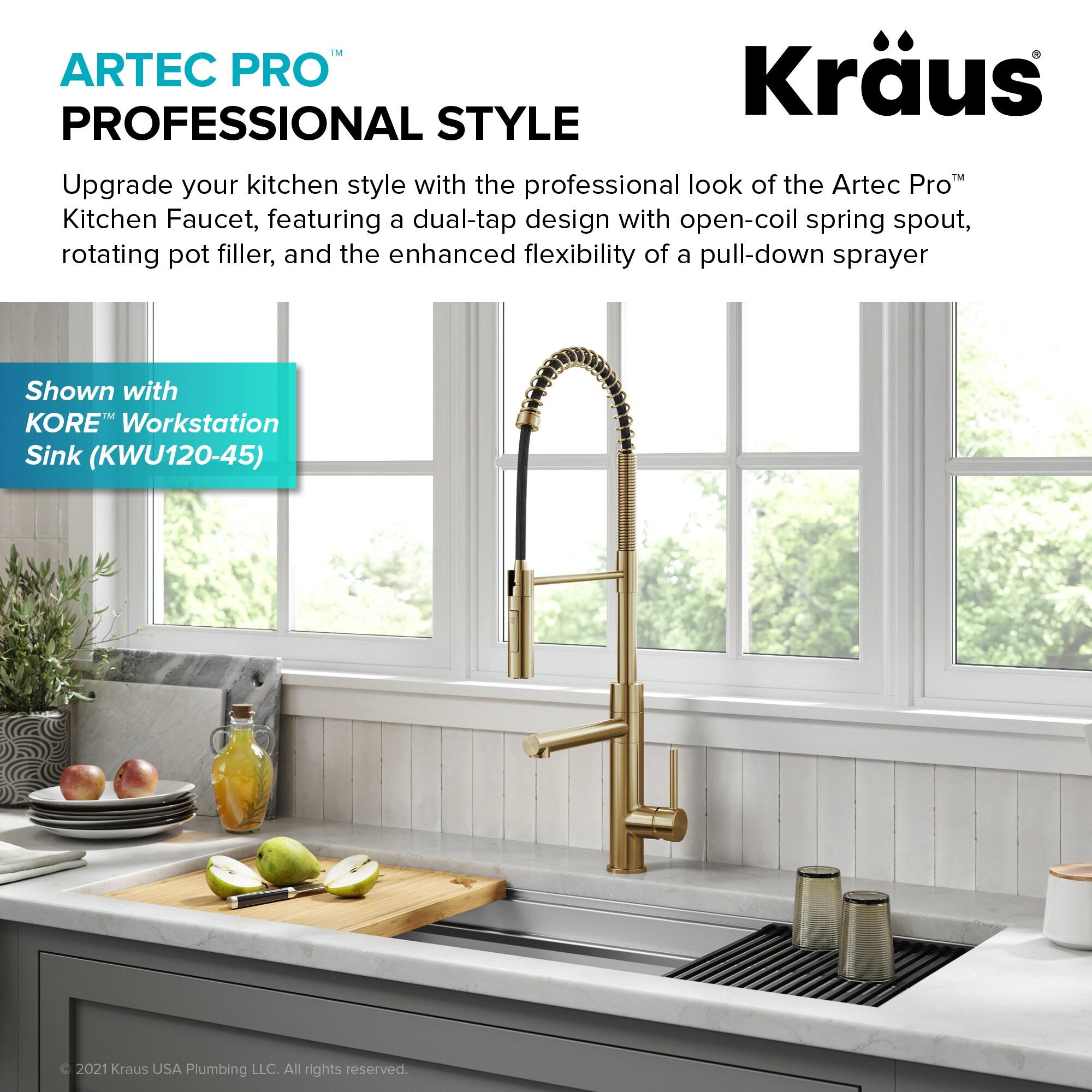 Artec Pro Commercial Style Pull-Down Single Handle Kitchen Faucet with Pot Filler