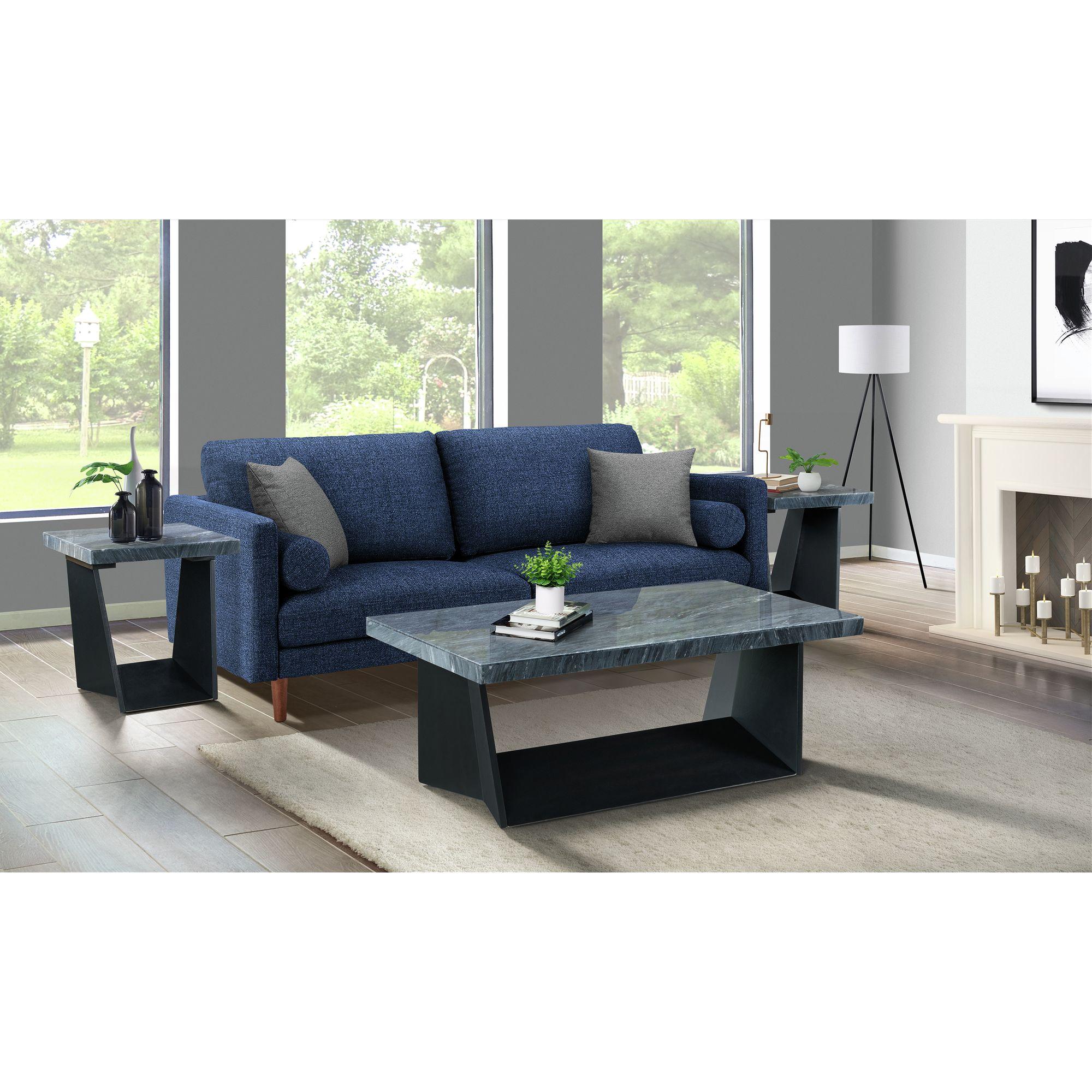 Tobias Coffee Table with Marble Top Dark Gray - Picket House Furnishings: Contemporary Rectangle, Birch Veneer Base