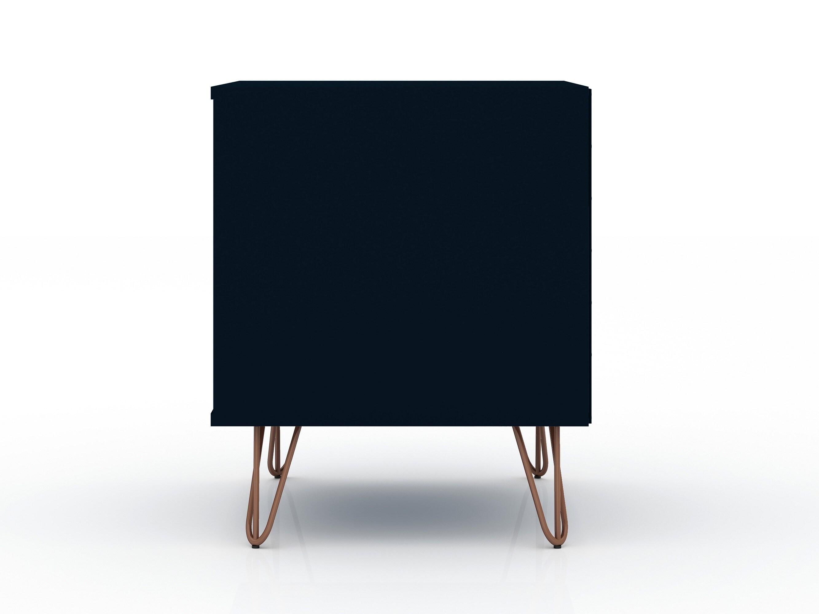 Set of 2 Rockefeller 1 Drawer Nightstands Tatiana Midnight Blue - Manhattan Comfort