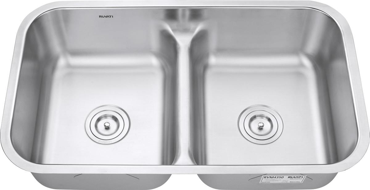 Ruvati 34-inch Stainless Steel Double Bowl Undermount Kitchen Sink