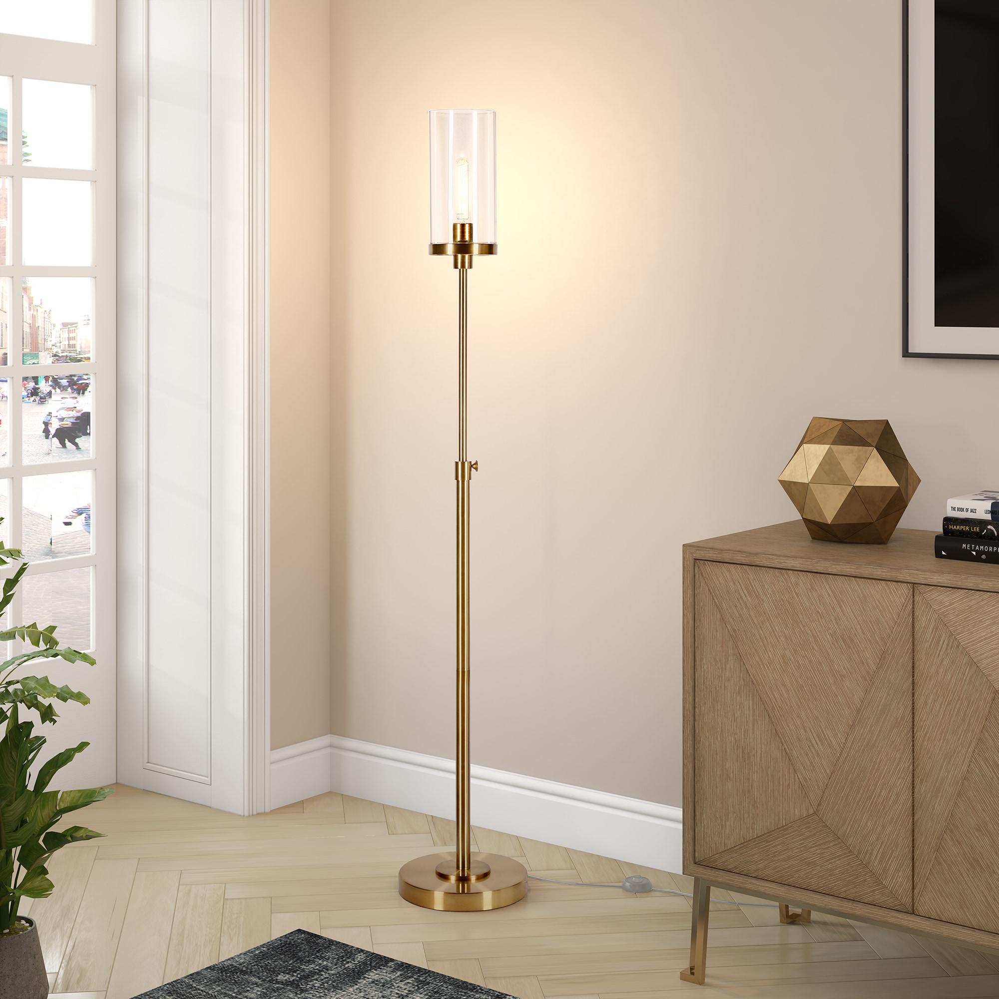 Henn&Hart 11" Brass Metal/Glass Floor Lamp