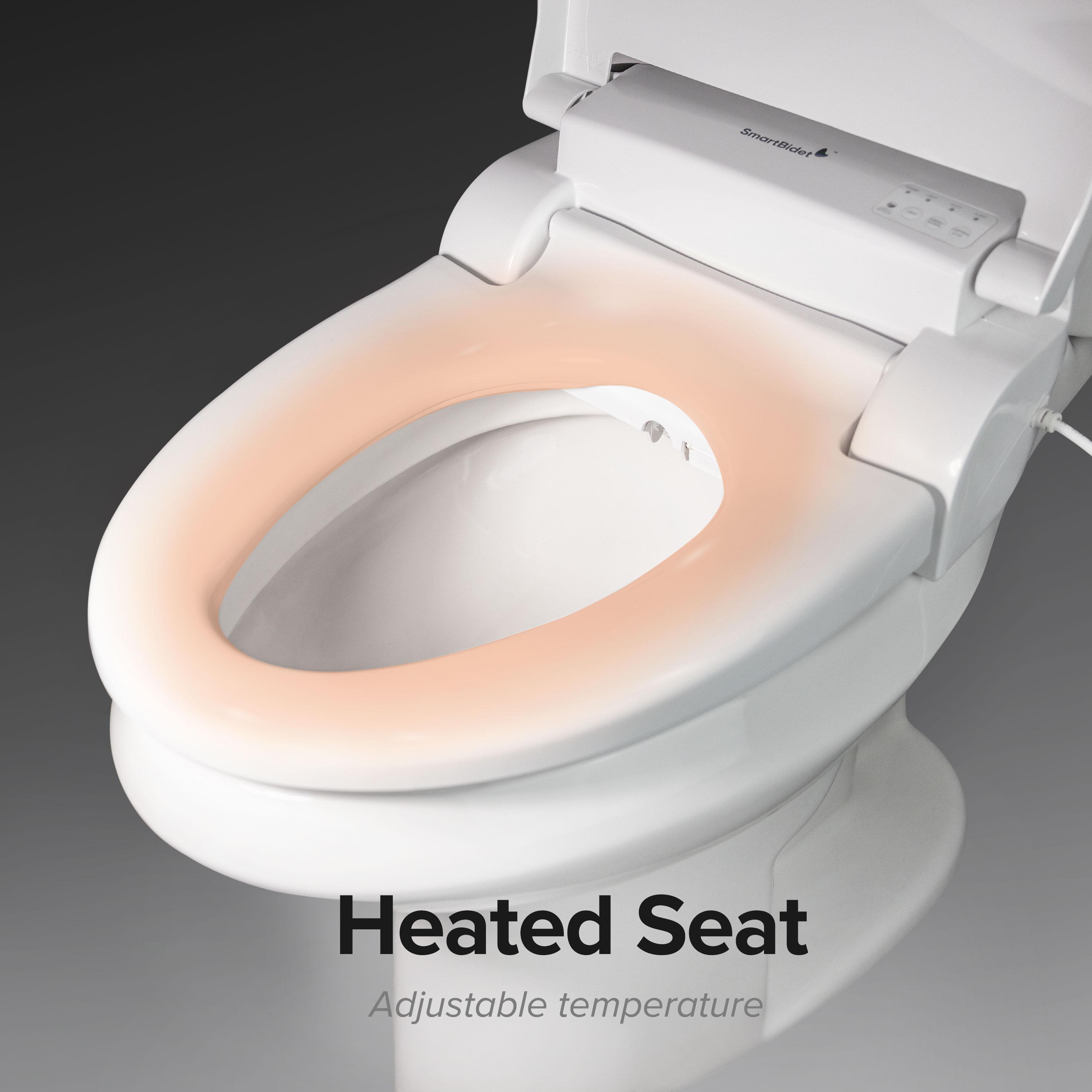 SB-2400ER Electric Bidet Toilet Seat for French Curve and Elongated Toilets White - SmartBidet: Heated, Polypropylene with Warmer Function