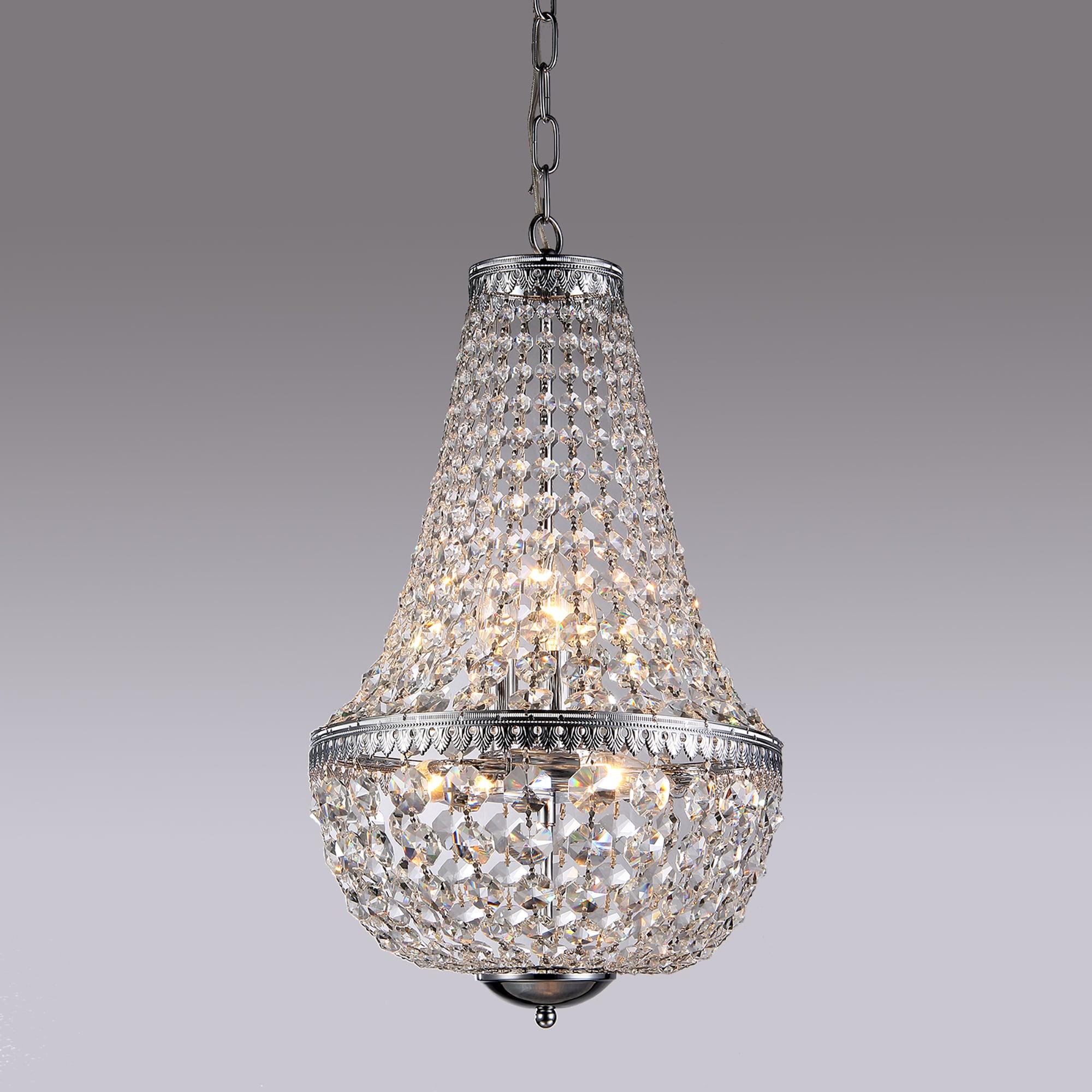 Edvivi 6-Light Chrome Crystal Empire Chandelier Pendant Ceiling Fixture | Glam Lighting
