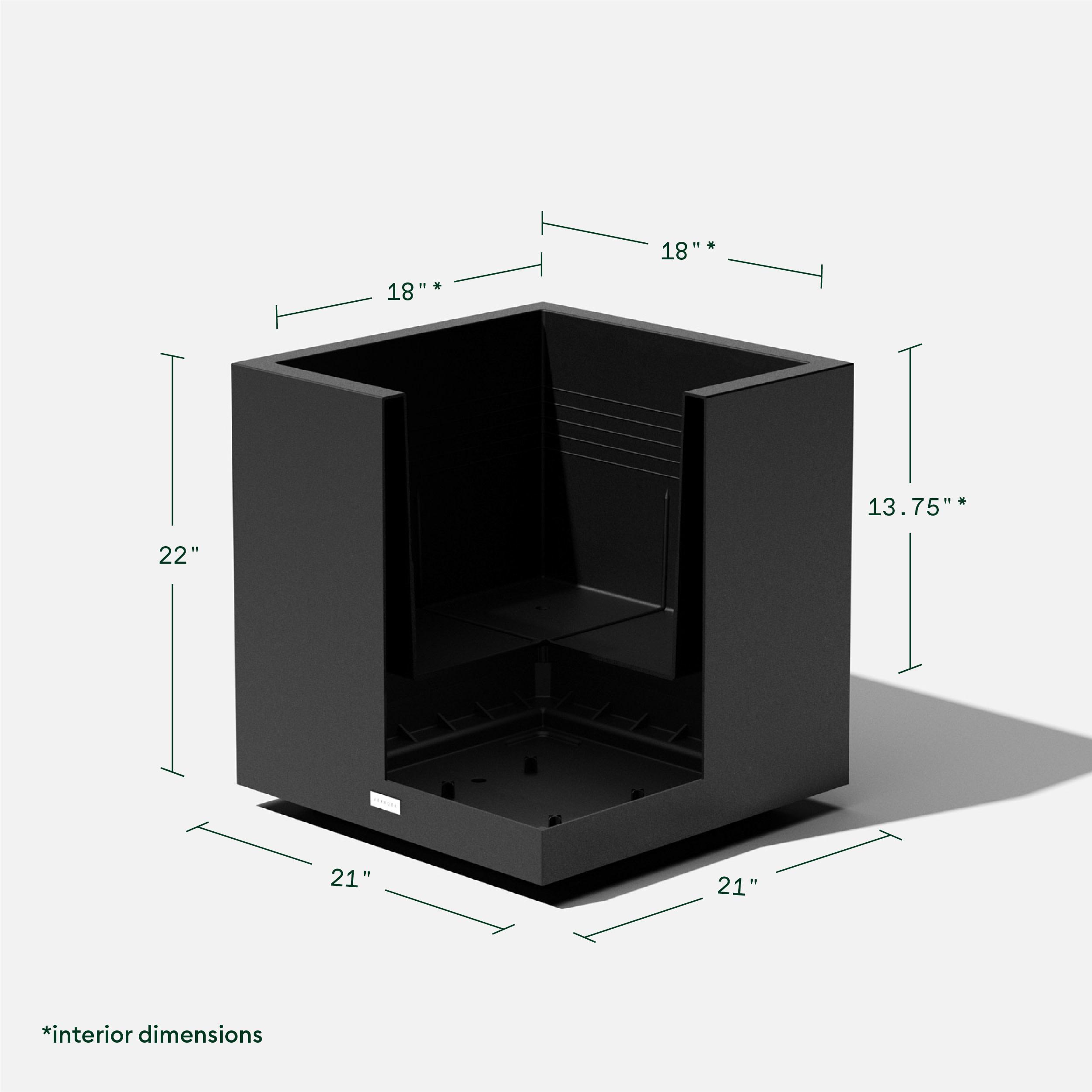 Veradek Block Series Cube Medium 22" Plastic Planter - Black