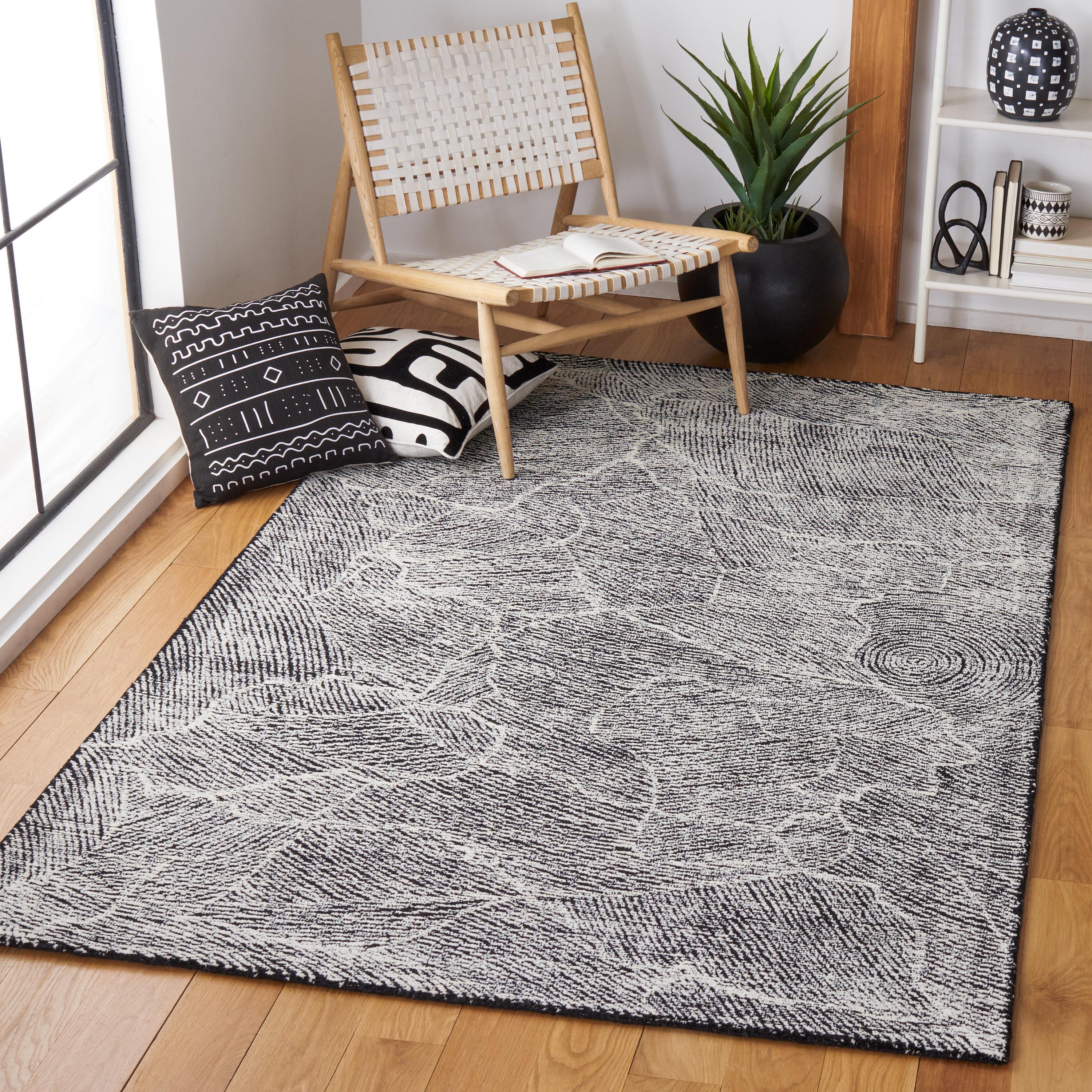Metro MET999 Hand Tufted Indoor Area Rug - Black/Ivory - 6'x6' - Safavieh