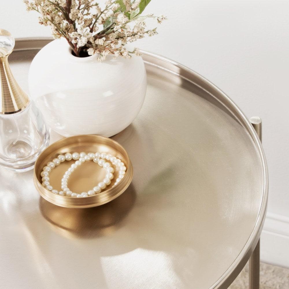 Kate and Laurel Ulani Round Metal Nesting Table, 2 Piece, Silver