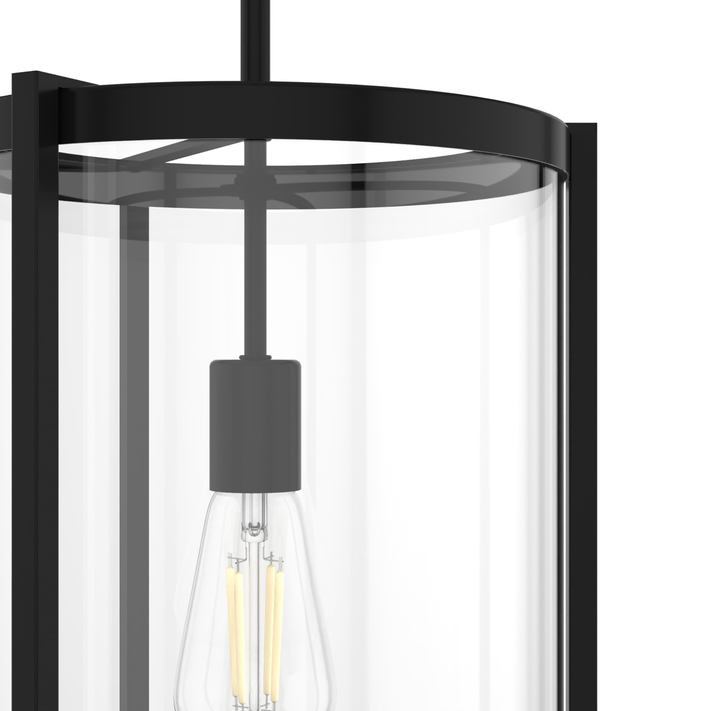 Hunter - Astwood 1-light Matte Black, Medium Size Pendant Light, Dimmable, Caged Style, Cylinder Shaped, for Bedrooms, Kitchens, Dining, Living Rooms - 19123