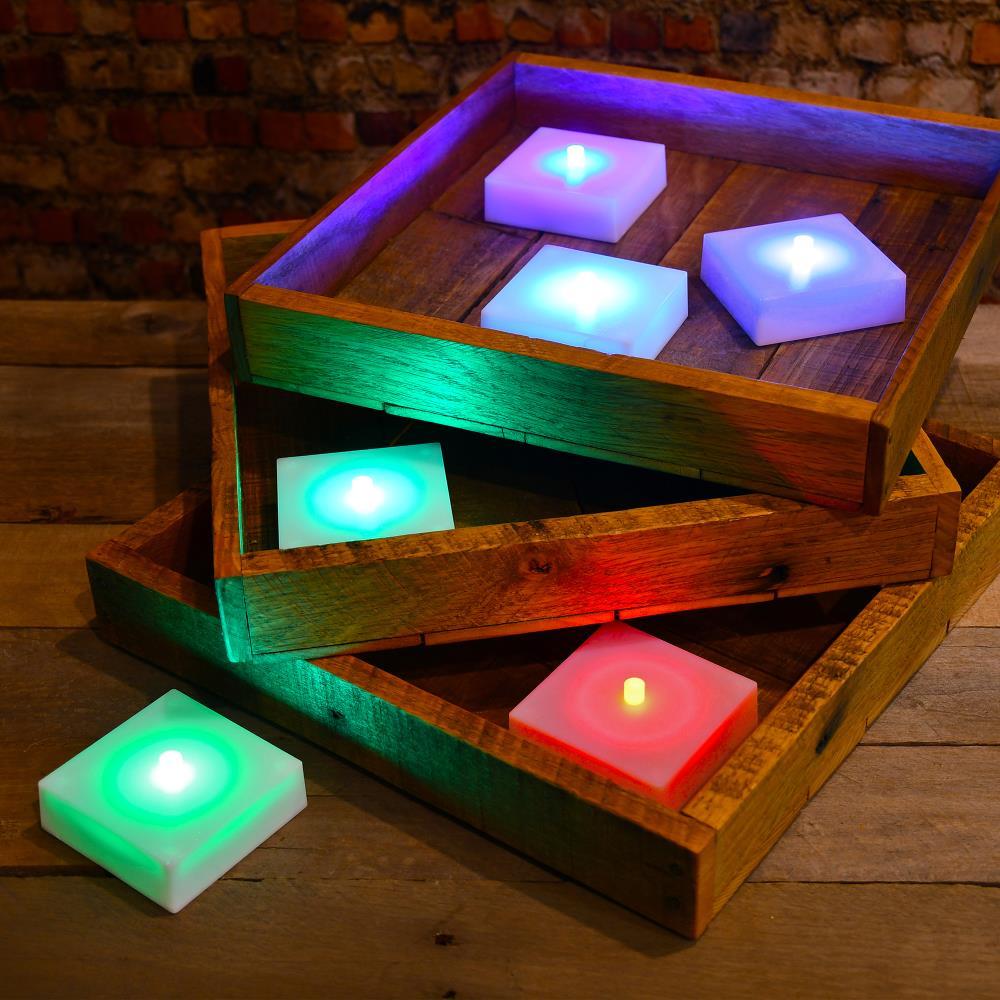 LumaBase Battery Operated LED Lights with Timer, Color Changing - Set of 6