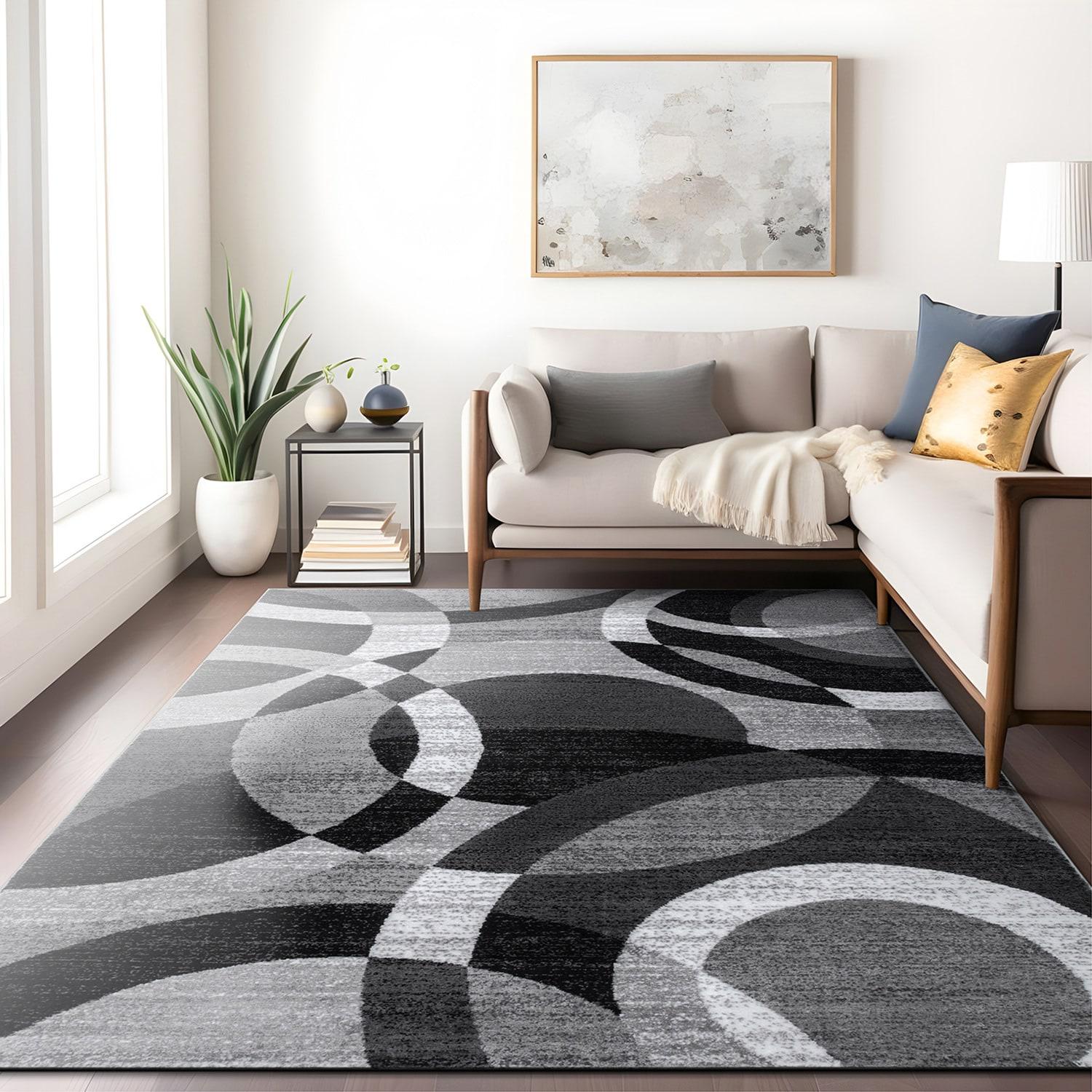 World Rug Gallery Geometric Circles Gray 5'3" x 7'3" Indoor Area Rug