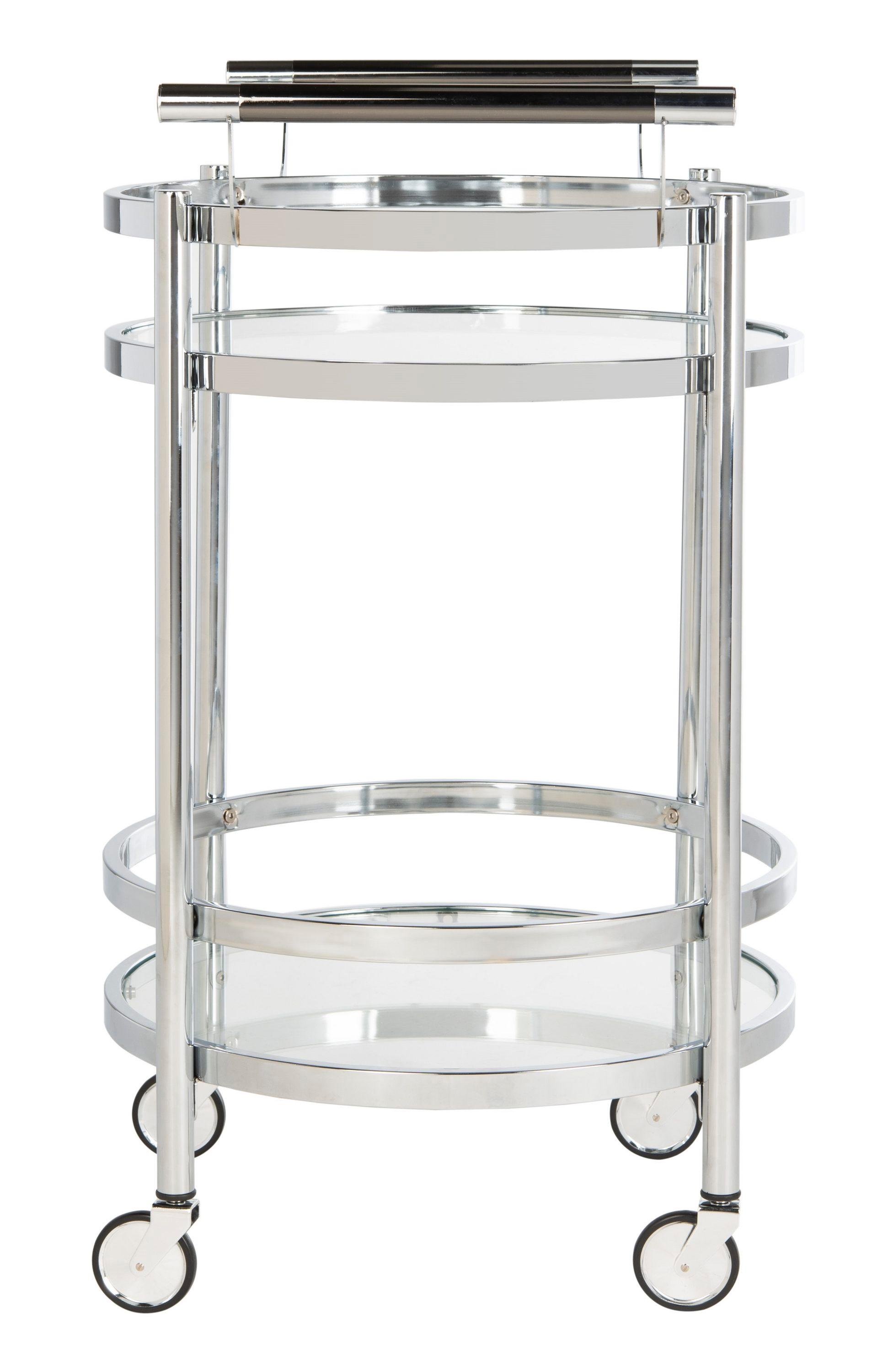 Sienna 2 Tier Round Bar Cart - BCT8001C - Chrome/Glass - Safavieh