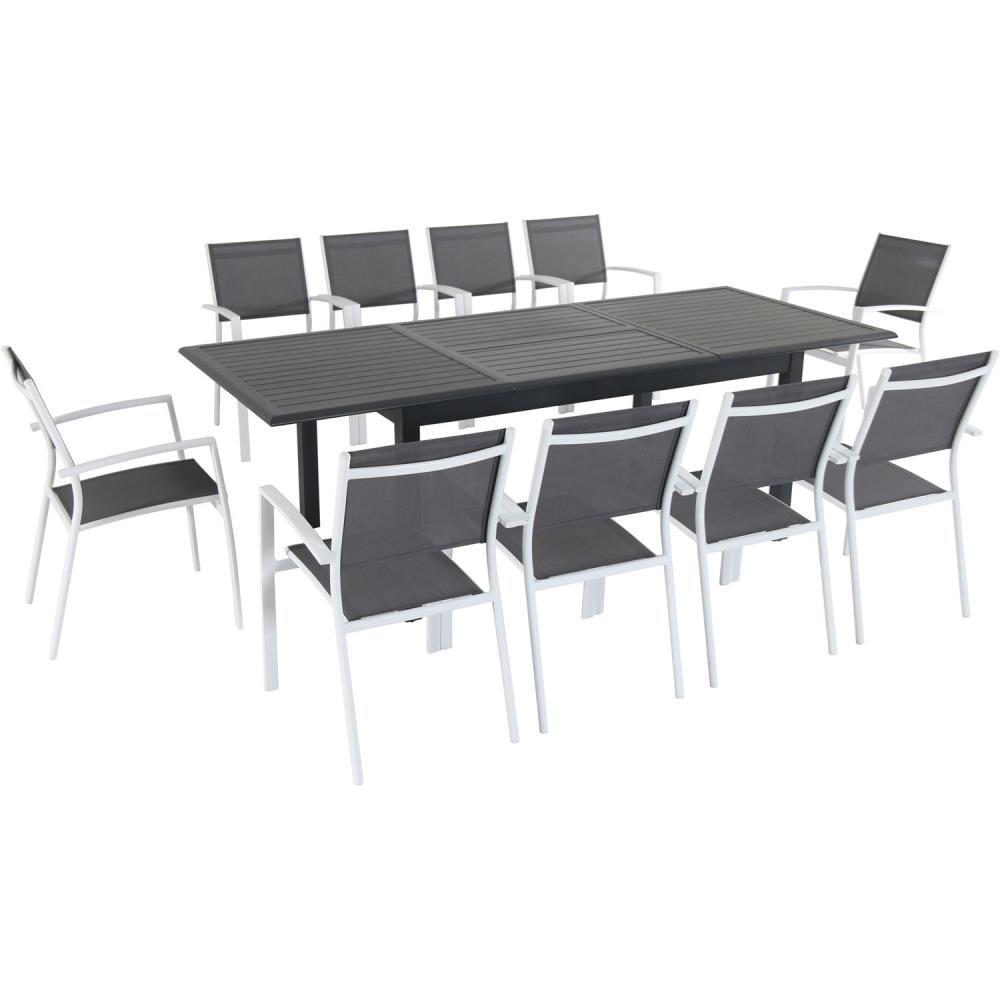 Hanover Cameron 11-Piece Expandable Dining Set with 10 Sling Dining Chairs and a 40" x 94" Table