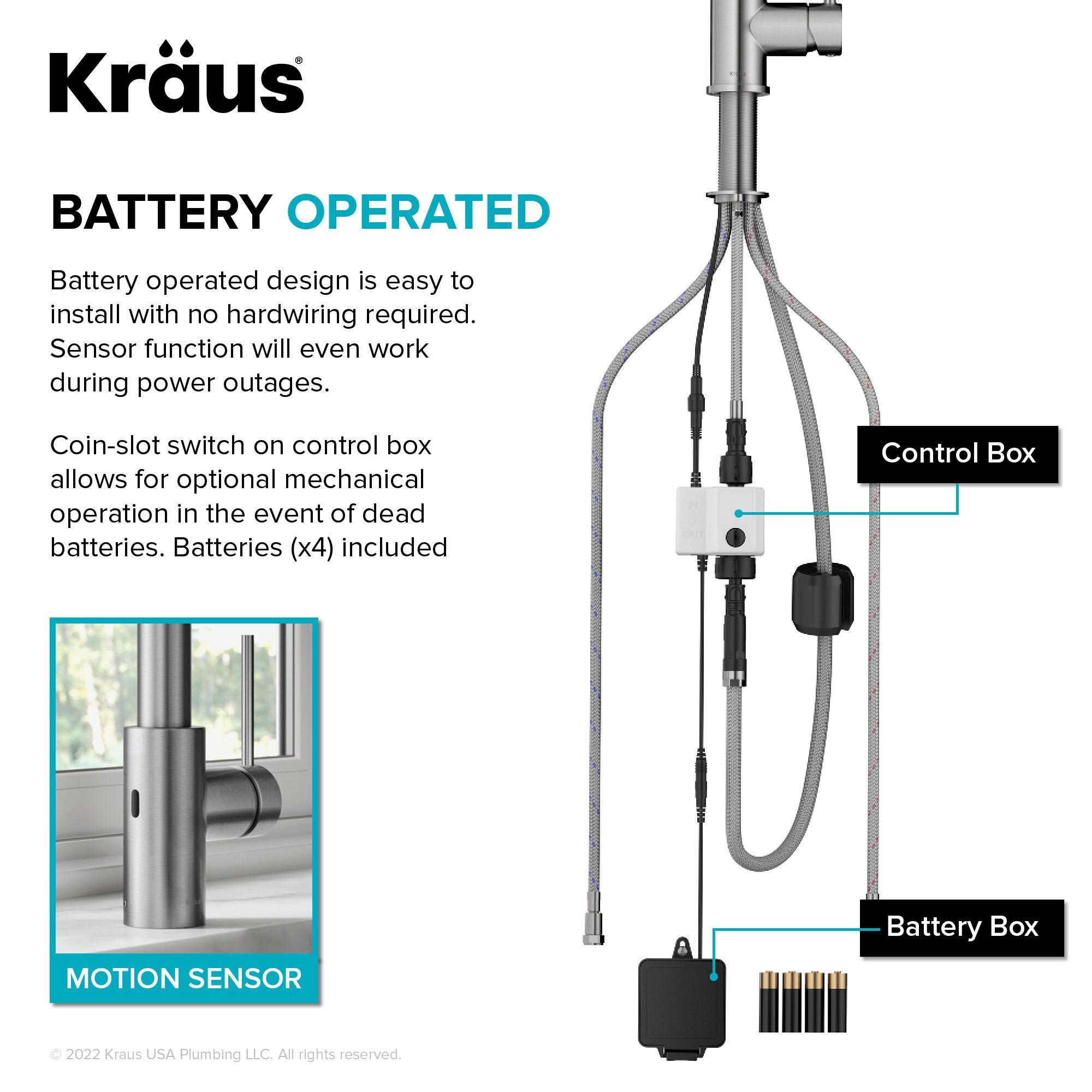 KRAUS Oletto Touchless Sensor Commercial Pull-Down Single Handle Kitchen Faucet with QuickDock Top Mount Assembly