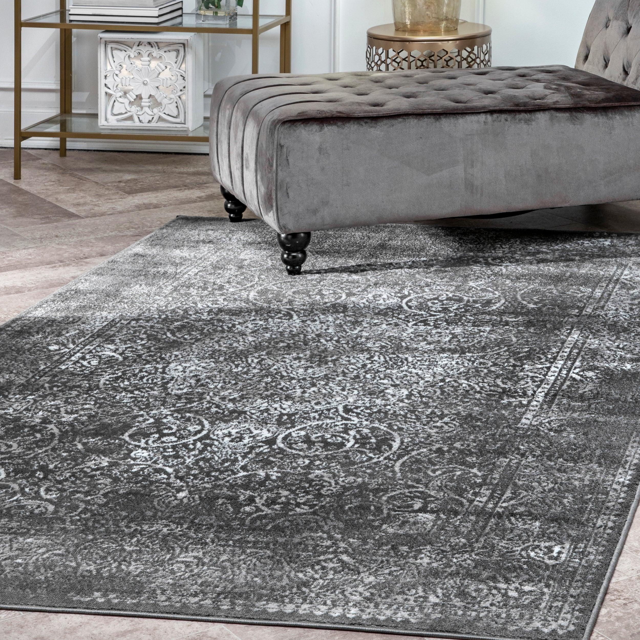 Nuloom Delores Oriental/Persian 9x12 Indoor Area Rug for Living Room Bedroom Dining Room Kitchen, Dark Grey/Ivory