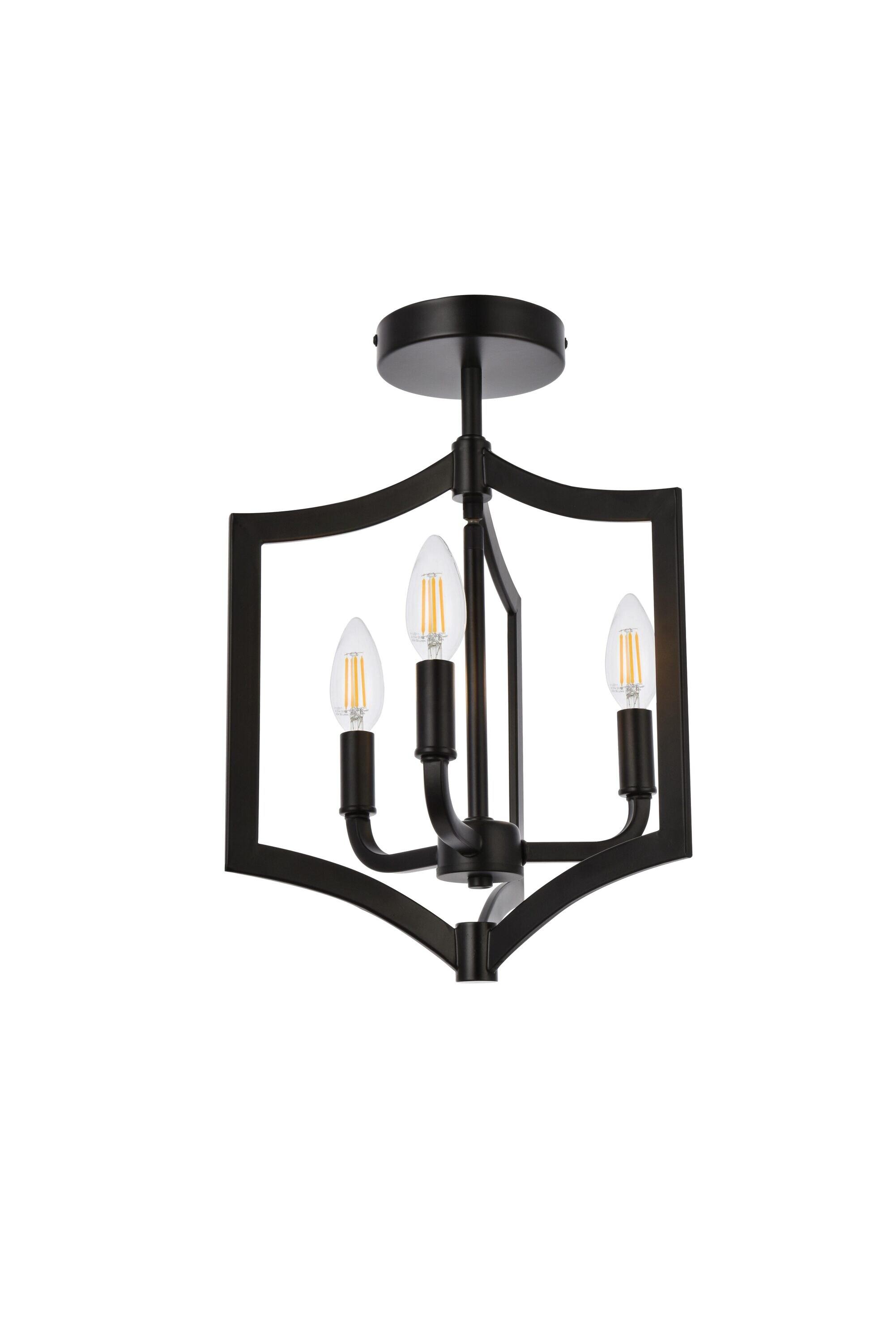 Kiera 3 lights flush mount in black