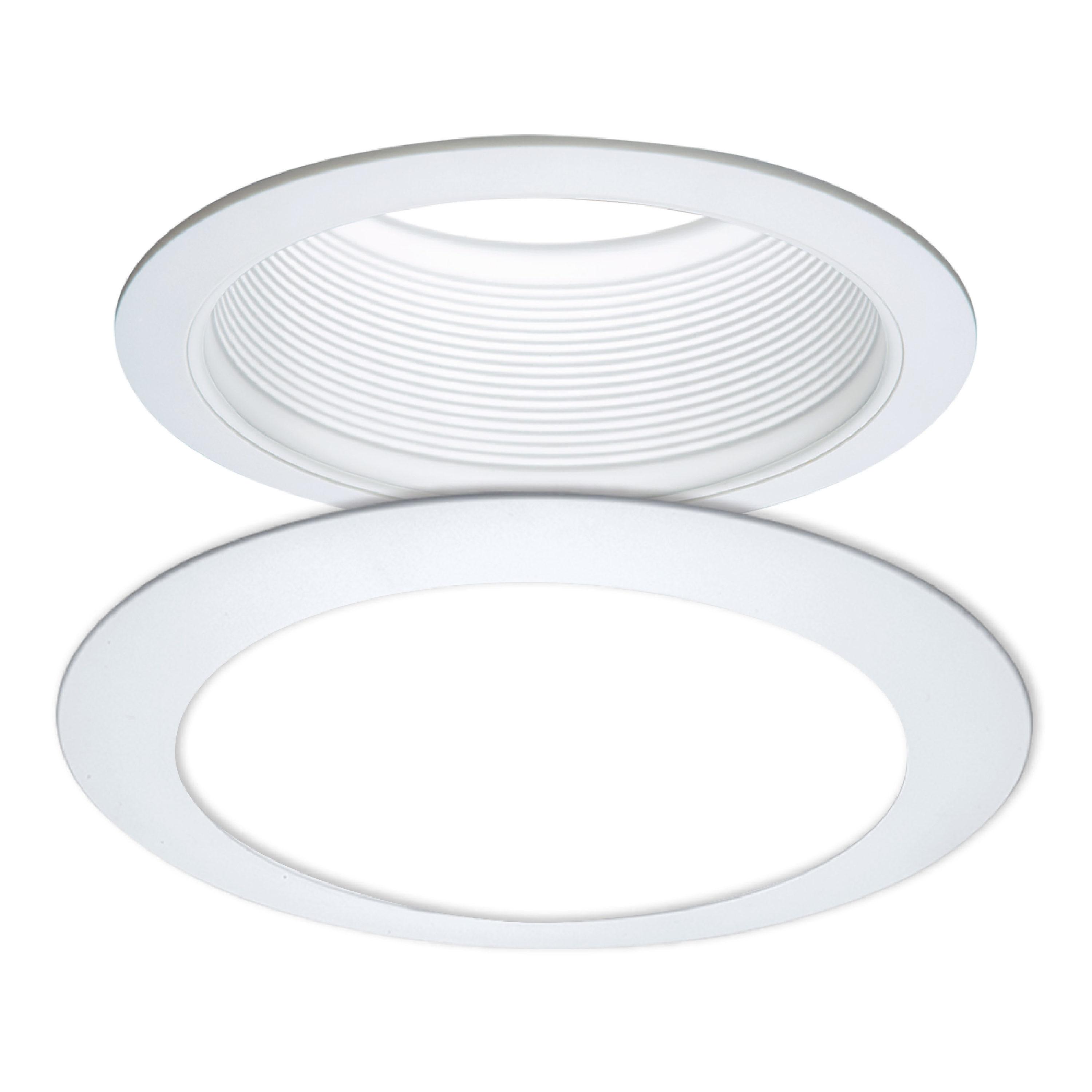 Halo RE-6100WB 6100WB E26 Series Recessed Lighting Tapered Baffle with White Trim Ring, 6", Clear