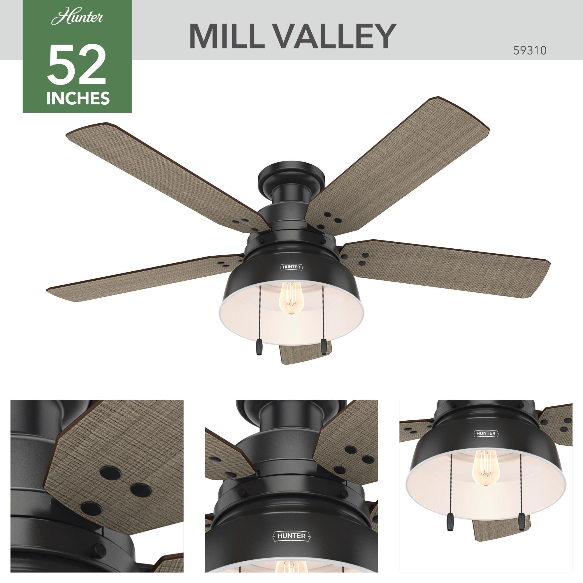 52" Mill Valley 5-Blade Outdoor Ceiling Fan with Light Kit