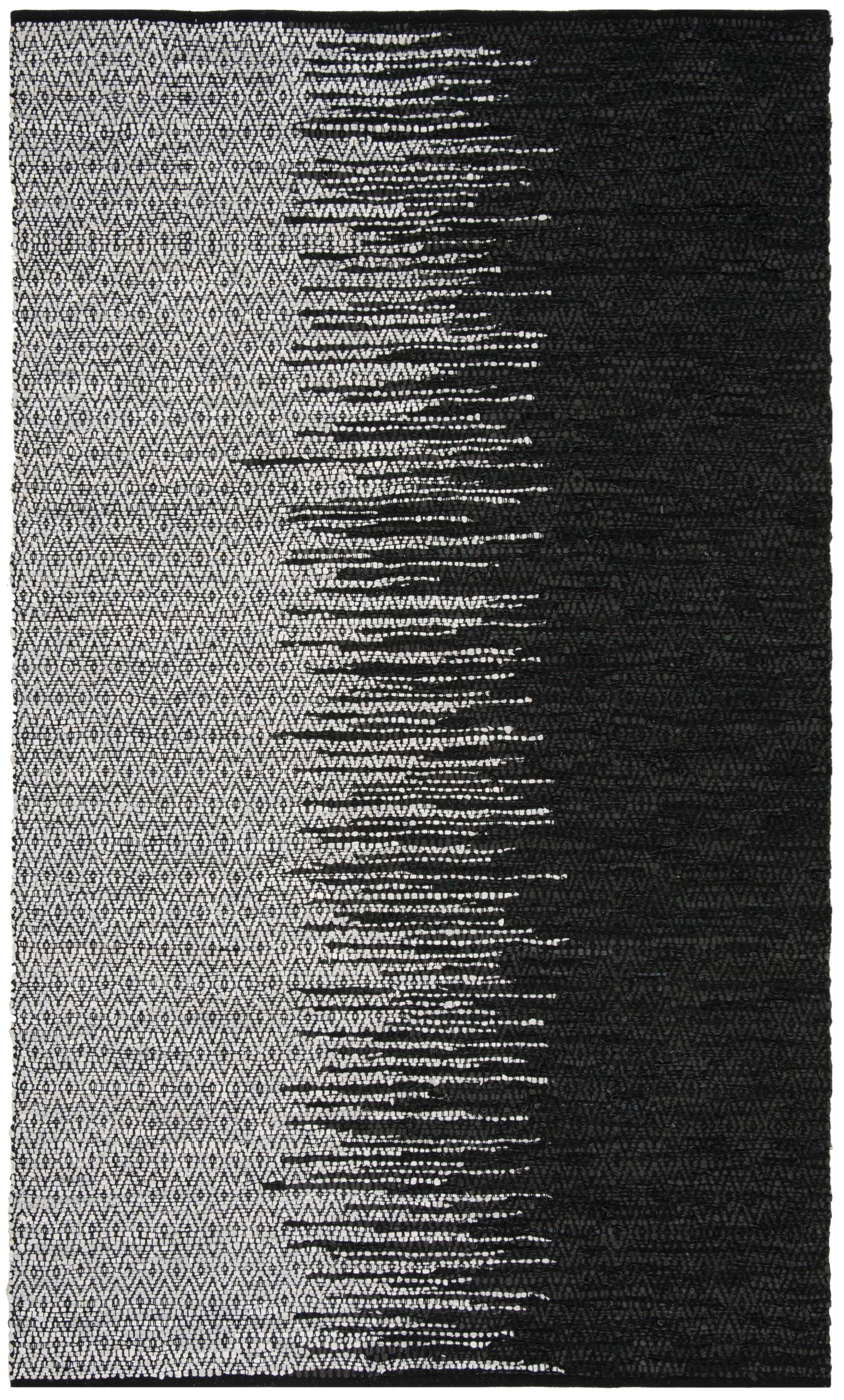 Vintage Leather VTL388 Hand Woven Indoor Area Rug - Light Grey/Black - 6'x9' - Safavieh