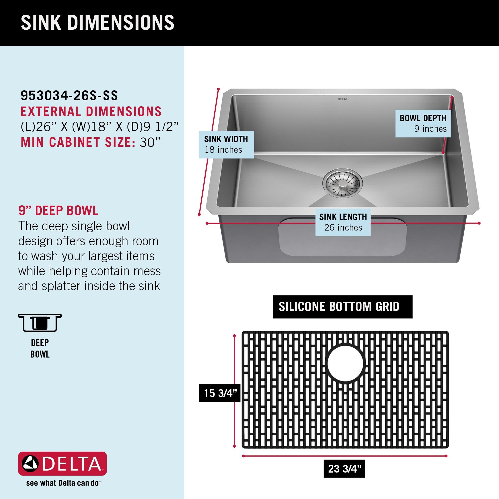 Delta Lenta™ Undermount 16 Gauge Stainless Steel Single Bowl Kitchen Sink with Accessories