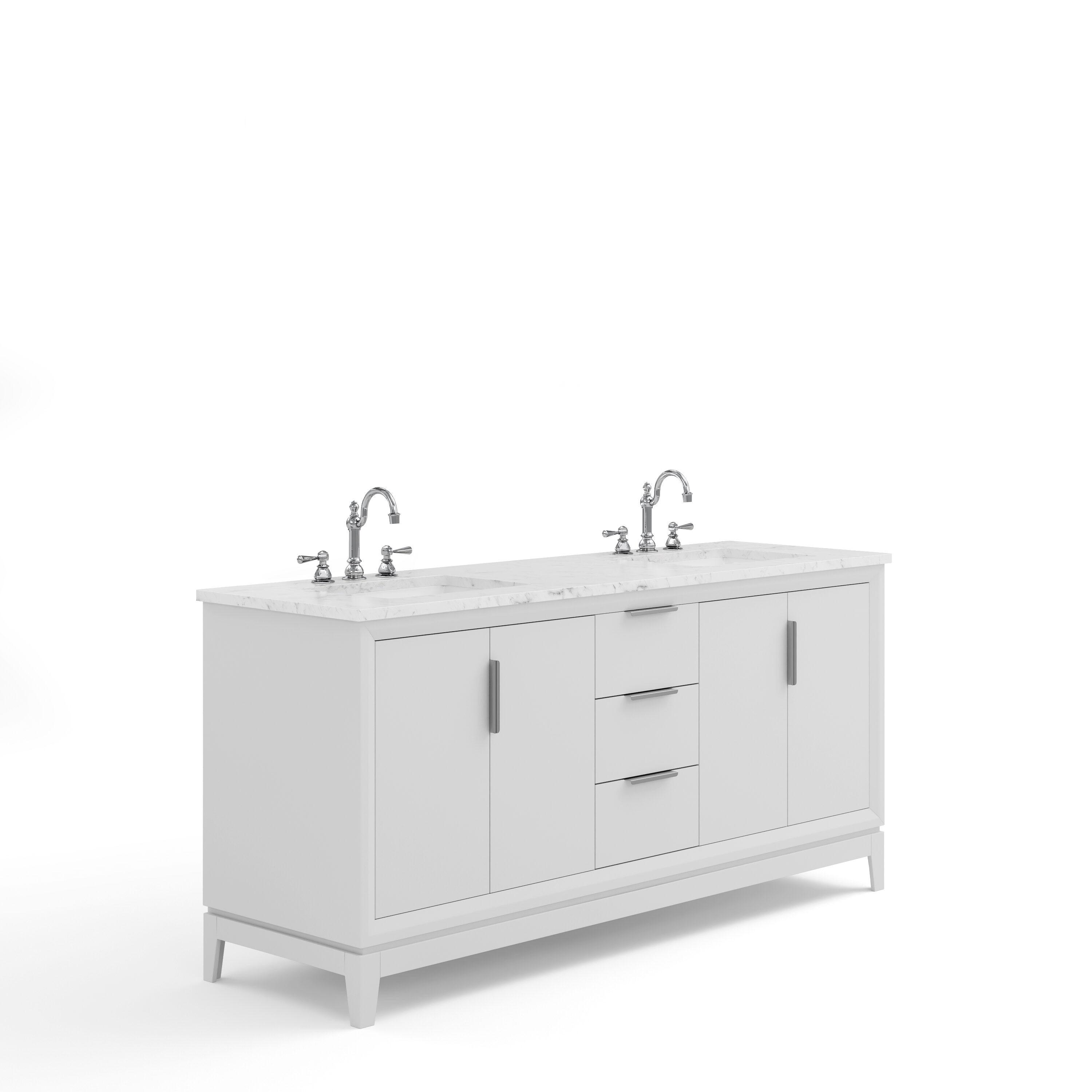 Water Creation Elizabeth 72" Wood Double Bathroom Vanity in White/Chrome