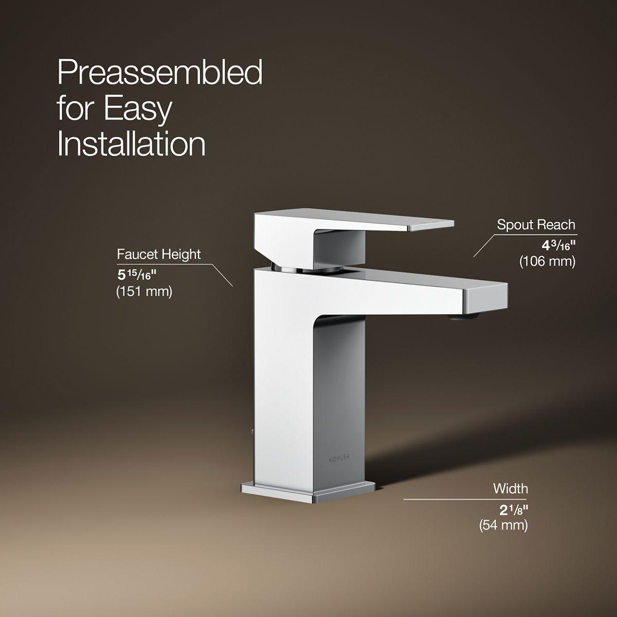 Kohler Honesty Single-Handle Bathroom Faucet with Pop-Up Drain Assembly, One Hole Bathroom Sink Faucet, 1.2 gpm